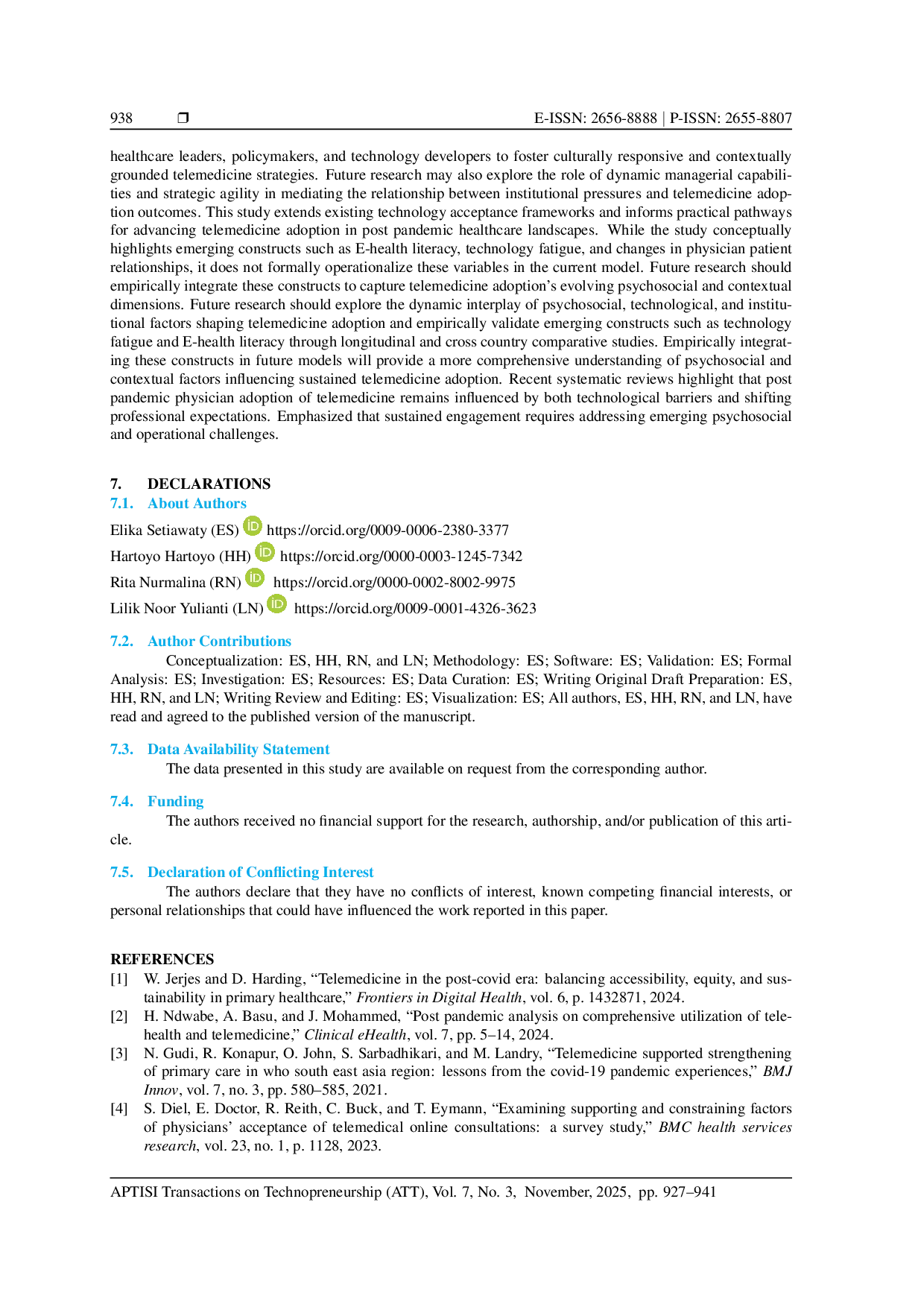 JURIS Entrepreneurship and Innovation in Telemedicine Adoption Among Physicians in Indonesia