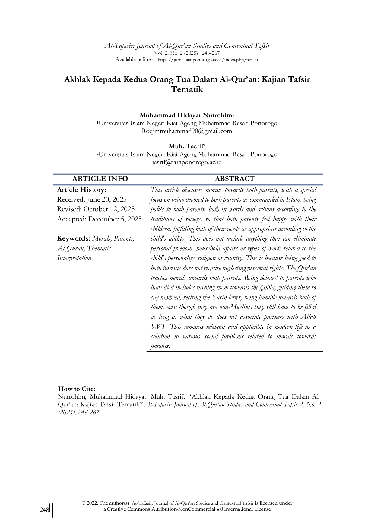 JURIS Kajian Akhlak Akhlak Kepada Kedua Orang Tua Dalam Al Qur an Kajian Tafsir Tematik Indonesia