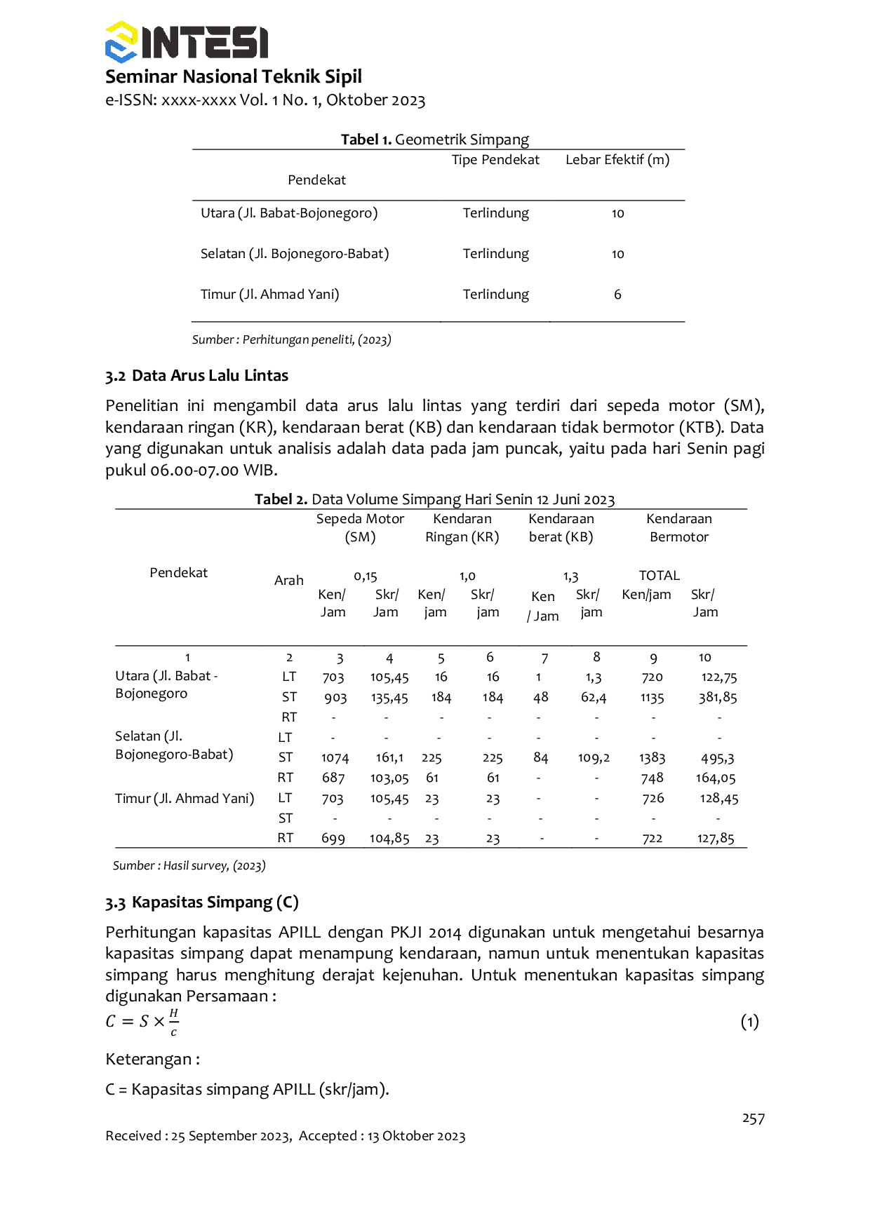 JURIS Perencanaan APILL Pada Simpang Tiga SMP N 1 Baureno Dengan Metode PKJI 2014