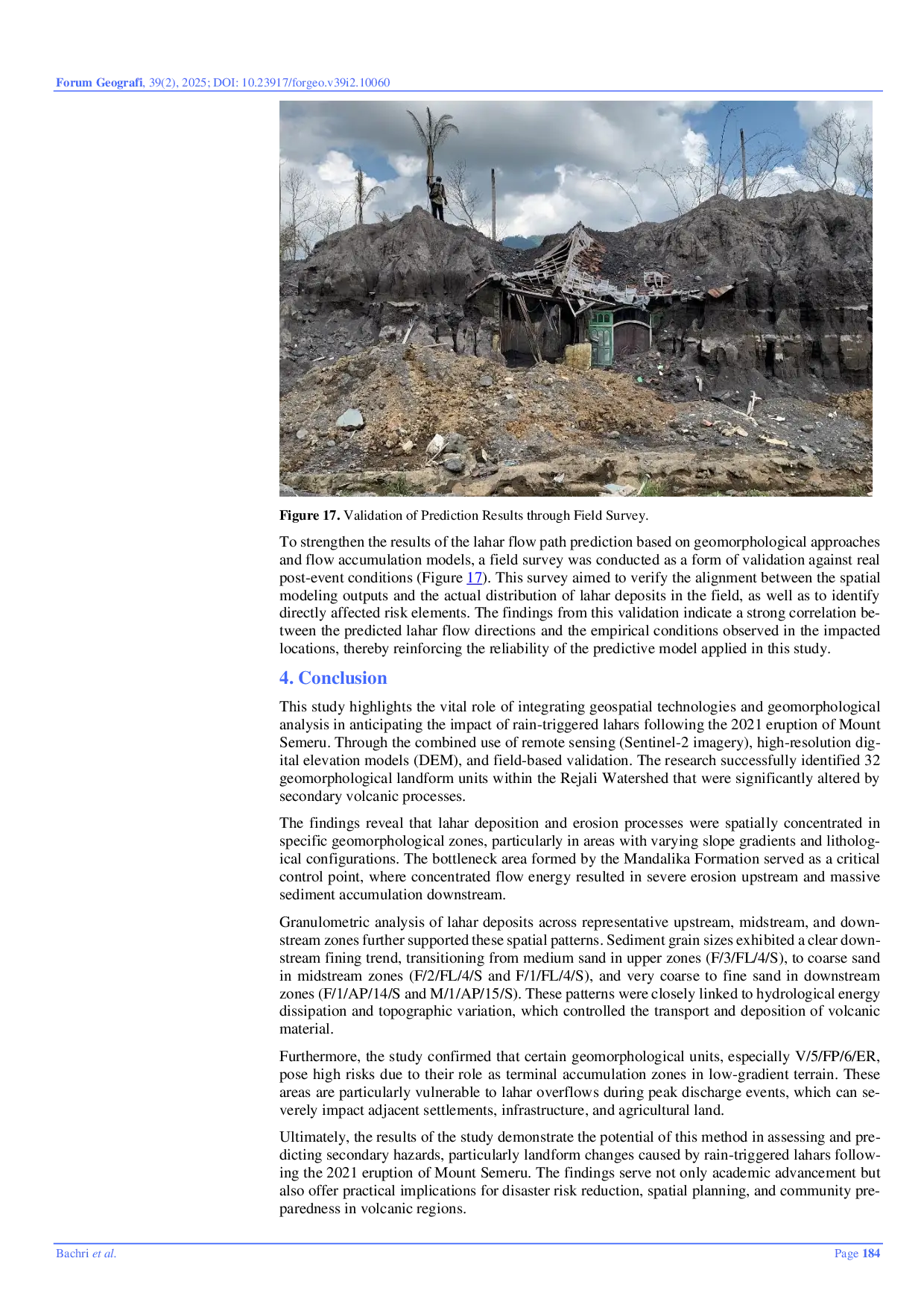 JURIS The Role of Geospatial Technology and Landform Mapping for Volcanic Secondary Hazard Anticipation in Semeru Volcano Indonesia