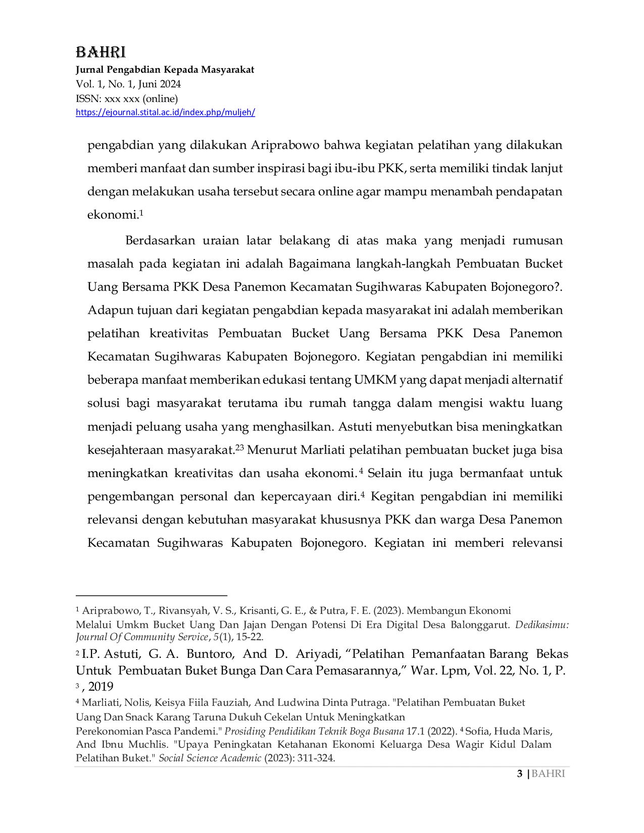 JURIS Pelatihan Pembuatan Bucket Uang Bersama PKK Desa Panemon