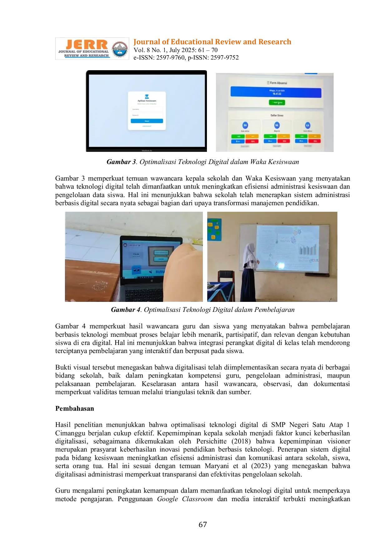 JURIS Optimalisasi Teknologi Digital Dalam Mendukung Mutu Pembelajaran Di Smp Negeri Satu Atap 1 Cimangu