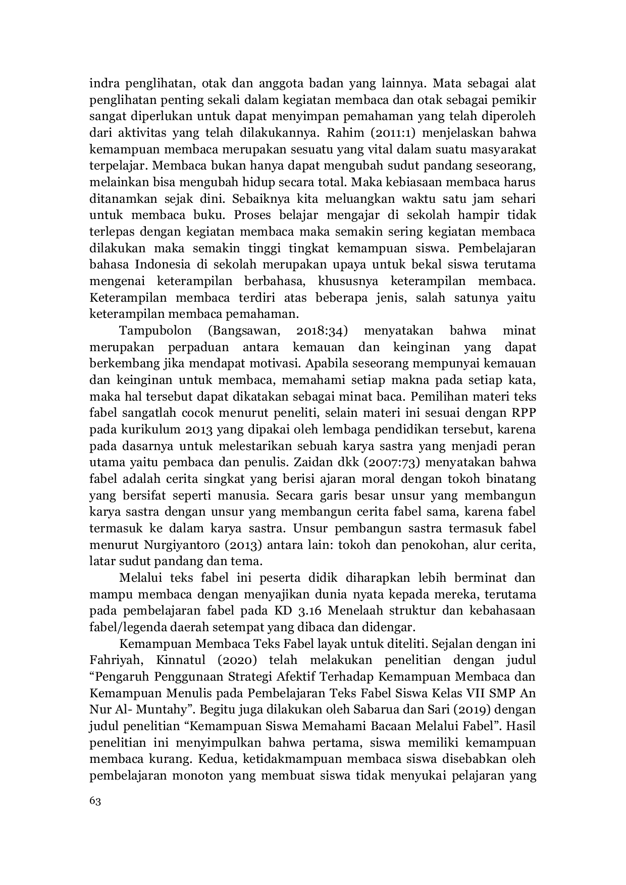 JURIS Pengaruh Minat Baca Terhadap Kemampuan Membaca Teks Fabel Pada Siswa Kelas VII SMPN 30 Muaro Jambi