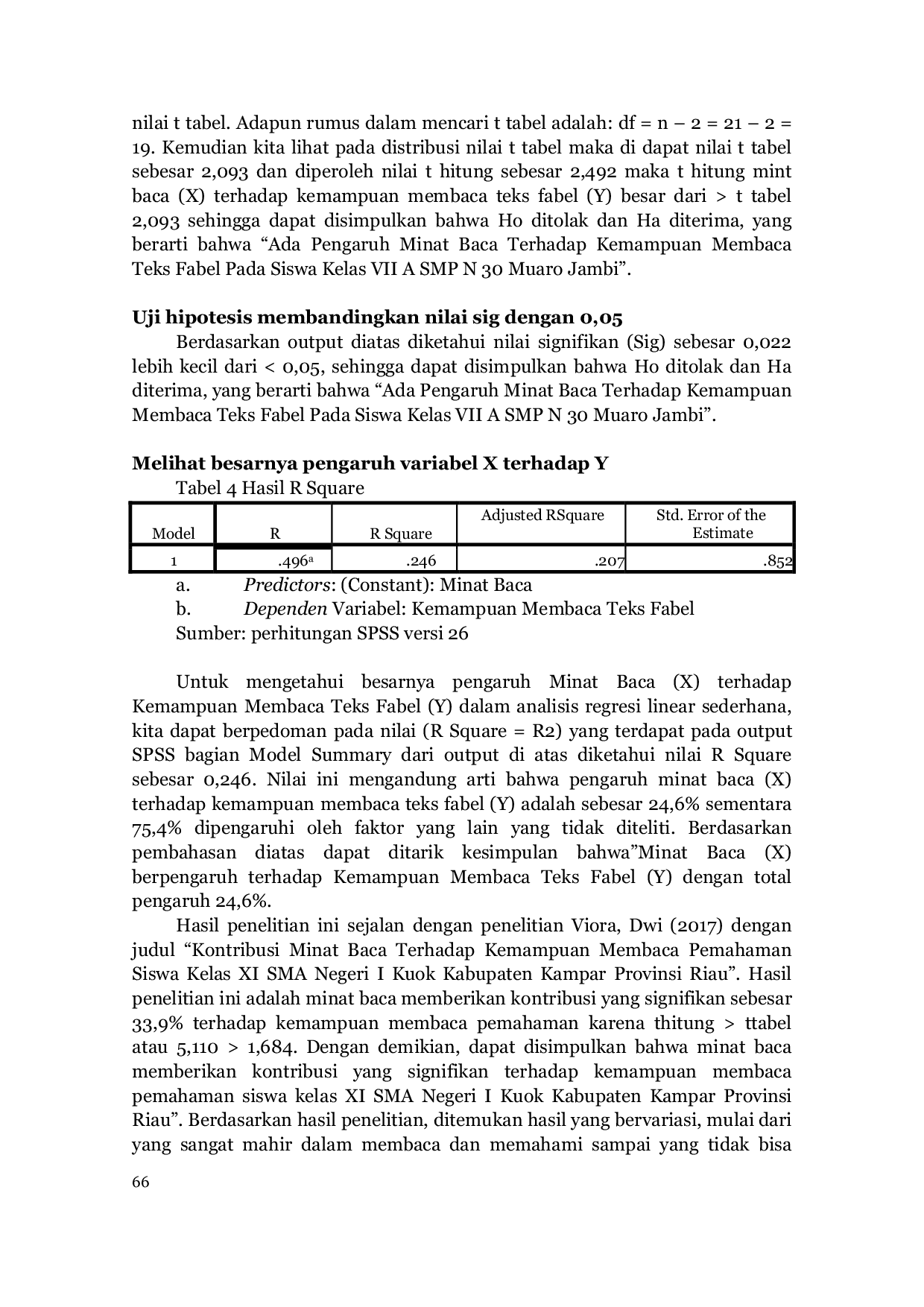 JURIS Pengaruh Minat Baca Terhadap Kemampuan Membaca Teks Fabel Pada Siswa Kelas VII SMPN 30 Muaro Jambi