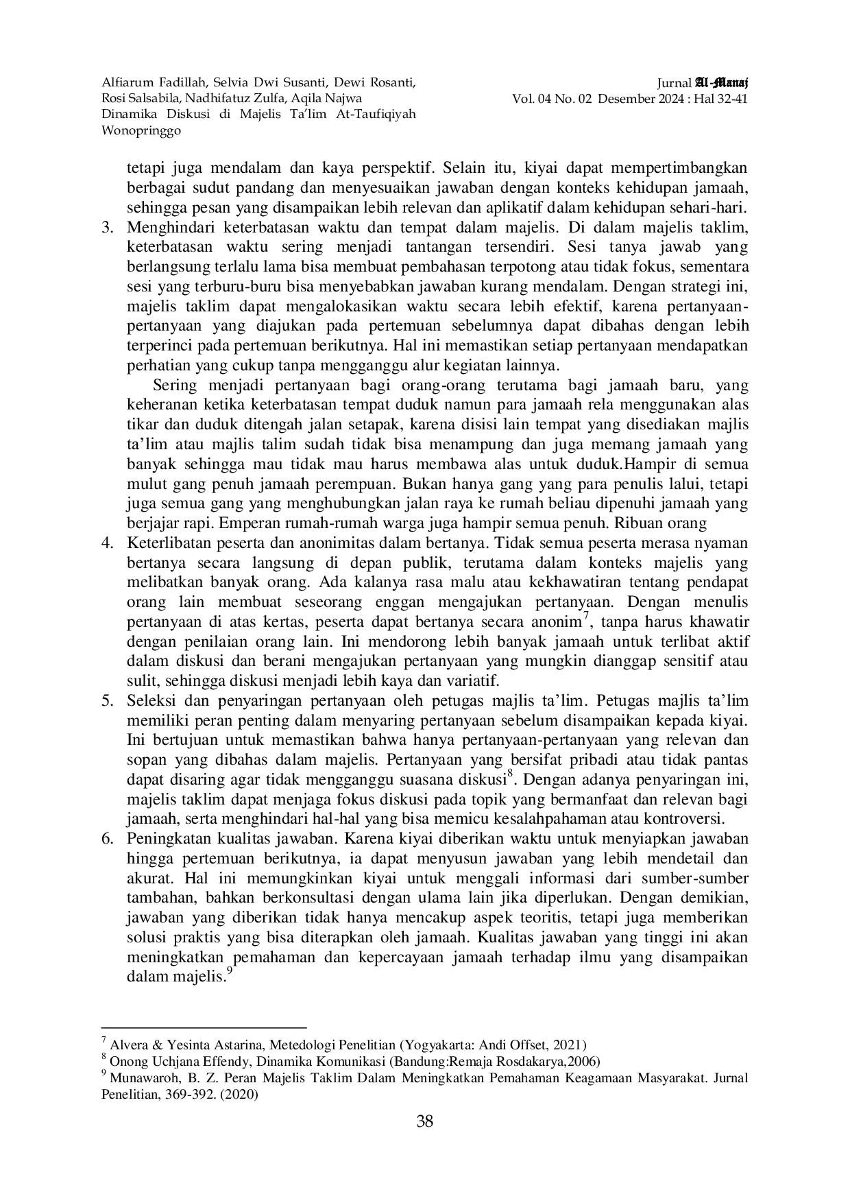 JURIS Dinamika Diskusi Di Majelis Ta lim At Taufiqiyah Wonopringgo