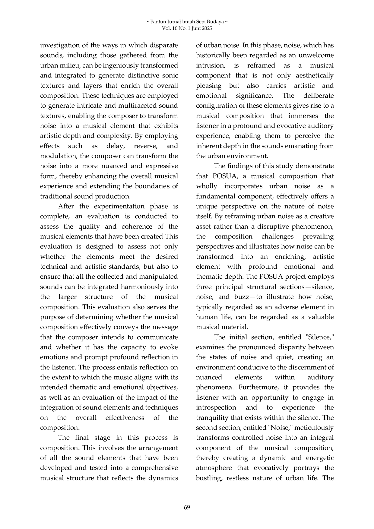 JURIS Creativity in Noise Transforming Urban Elements into Innovative Music in POSUA