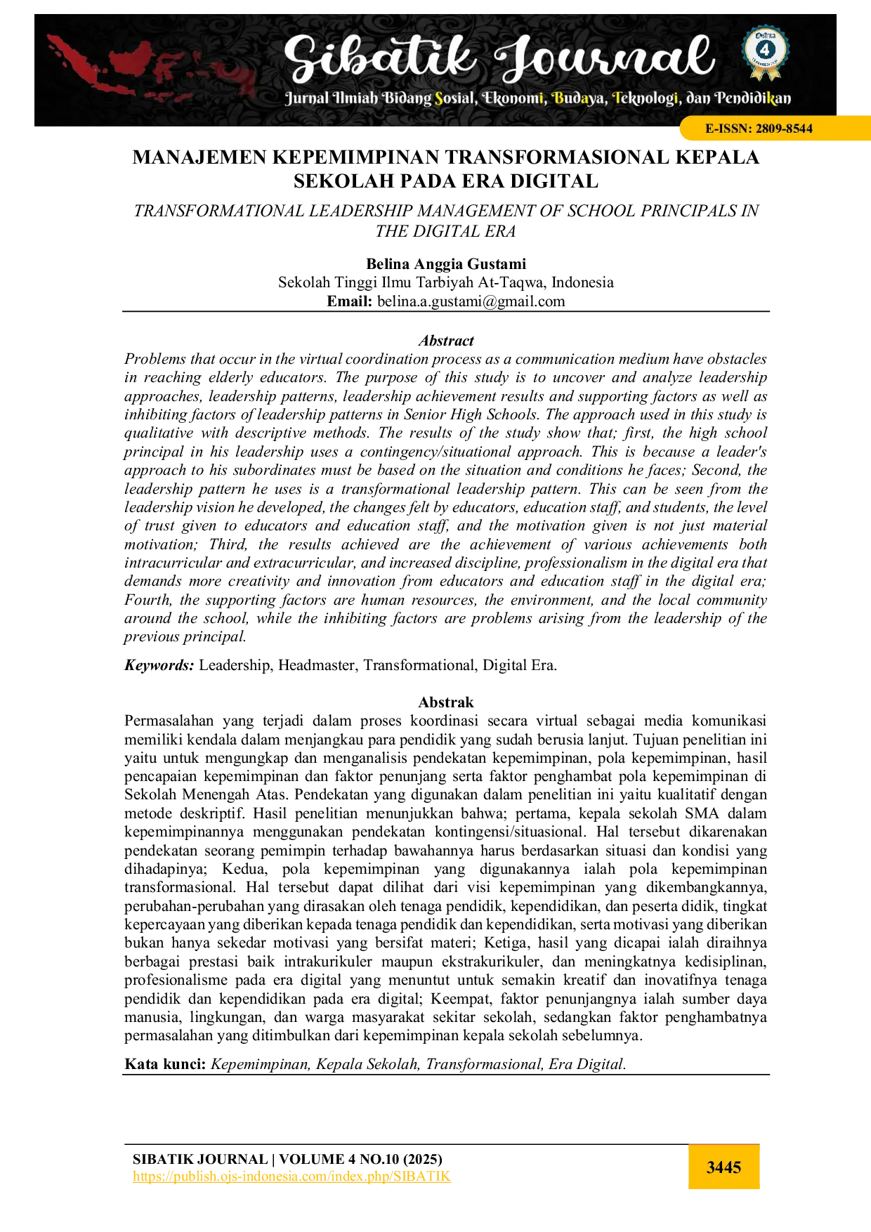 JURIS Manajemen Kepemimpinan Transformasional Kepala Sekolah Pada Era Digital