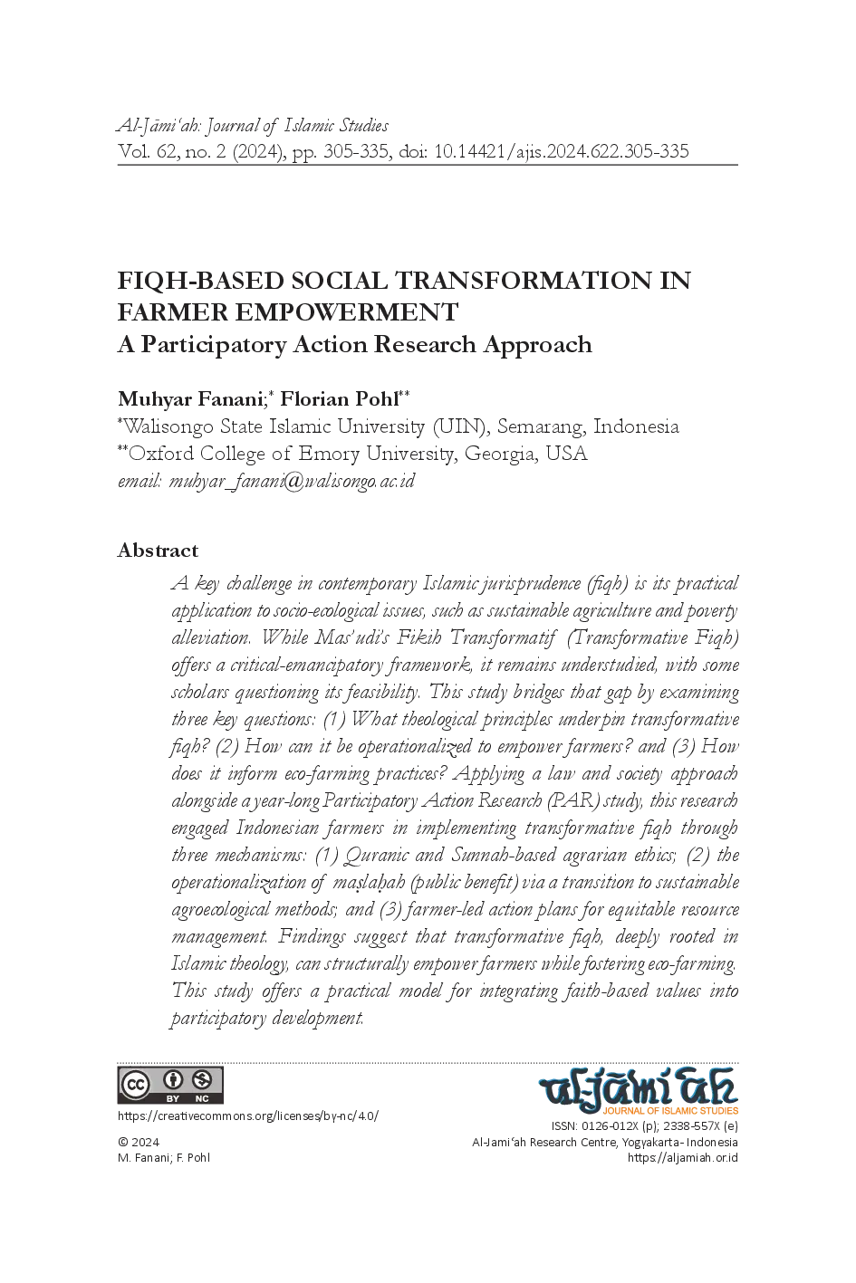 juris Fiqh Based Social Transformation in Farmer Empowerment A Participatory Action Research Approach