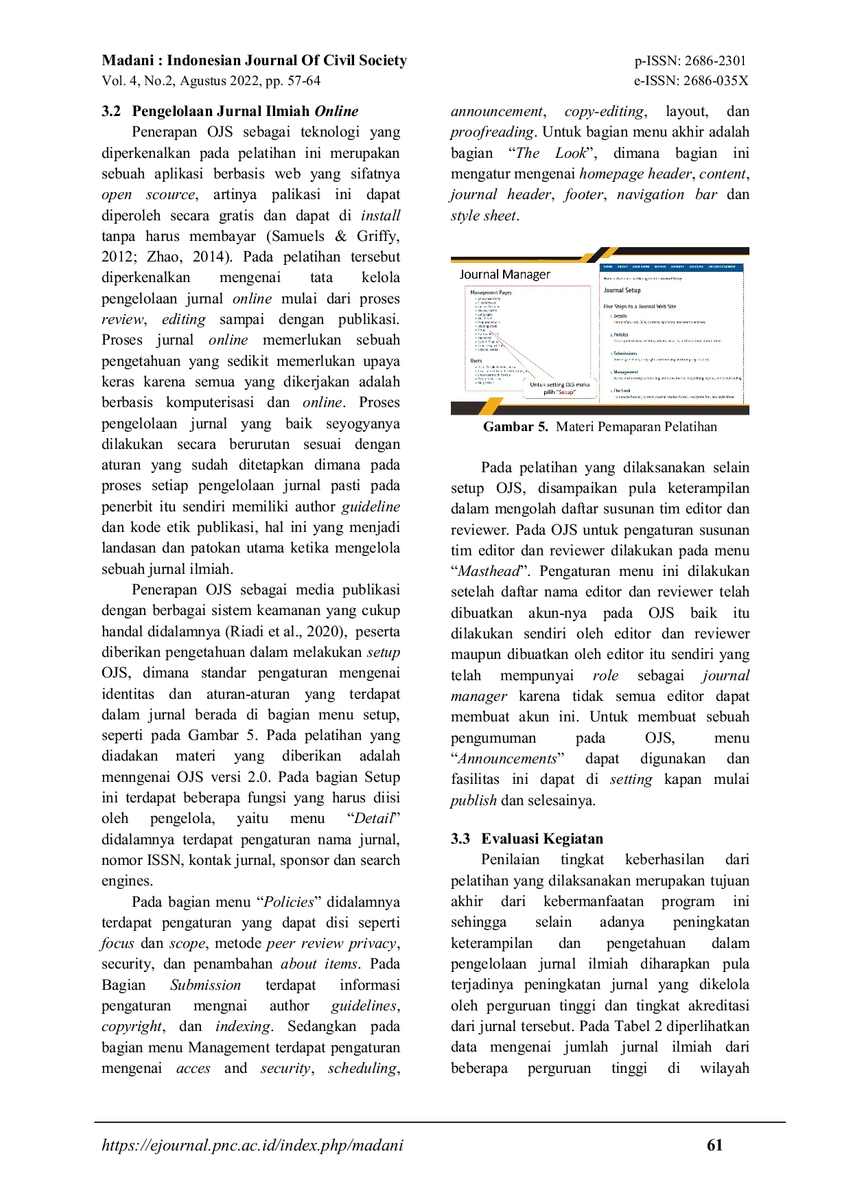 JURIS Upaya Peningkatan Kapasitas Pengelolaan Jurnal Ilmiah Online Perguruan Tinggi di Wilayah Kabupaten Cilacap