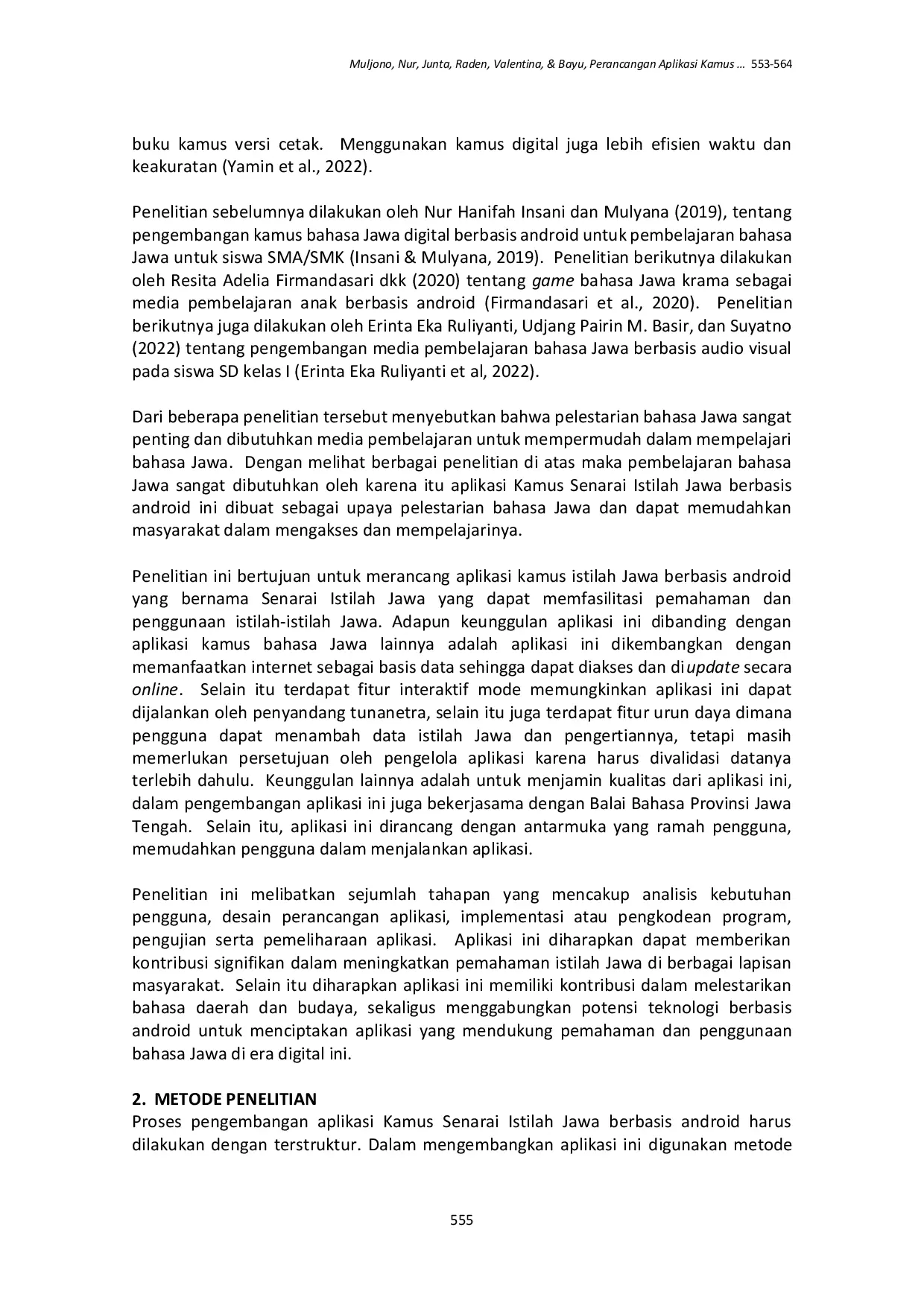 JURIS Perancangan Aplikasi Kamus Istilah Jawa Berbasis Android sebagai Upaya Pelestarian Budaya Jawa