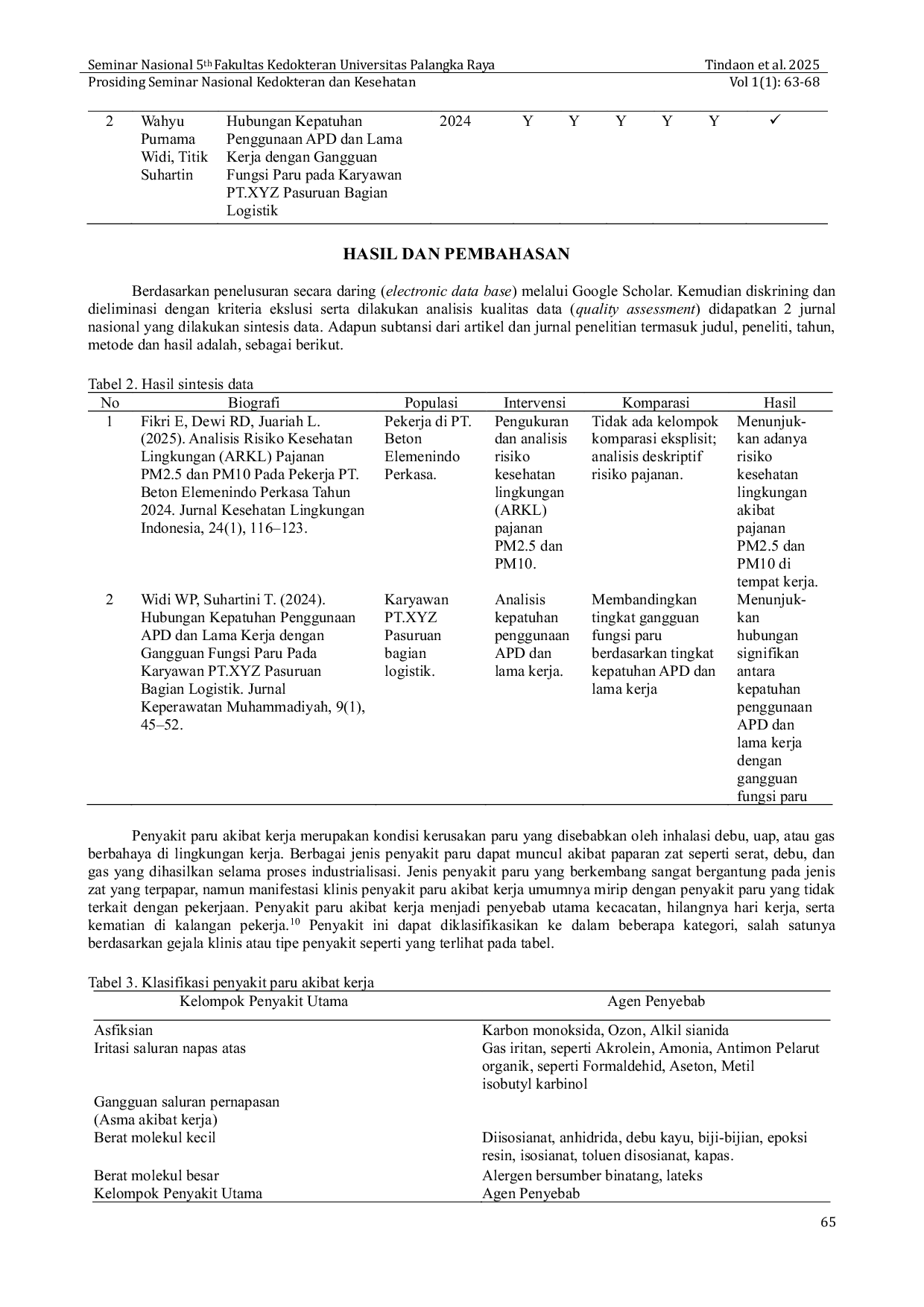 JURIS Penyakit Paru Akibat Kerja Kajian Literatur Tentang Jenis Diagnostik Dan Strategi Penanggulangan