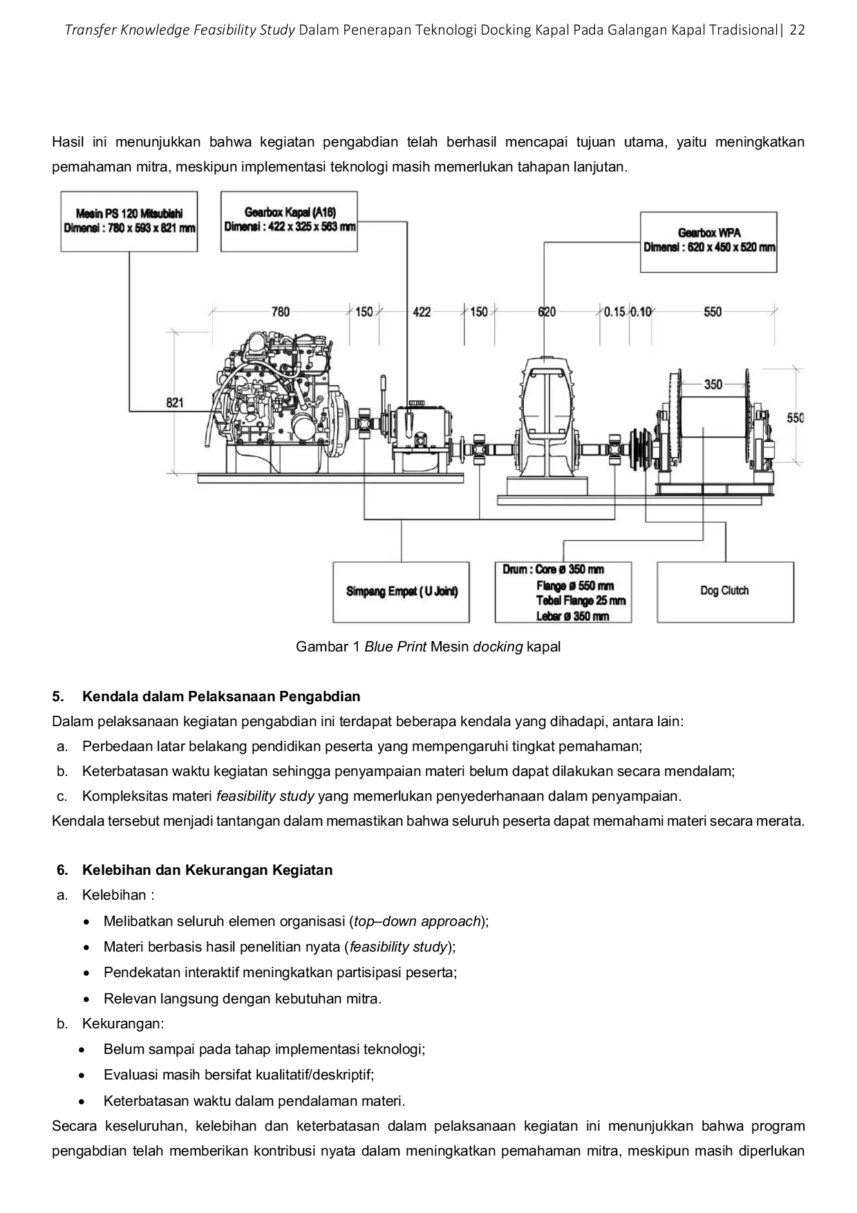 JURIS Transfer Knowledge Feasibility Study dalam Penerapan Teknologi Docking Kapal pada Galangan Kapal Tradisional