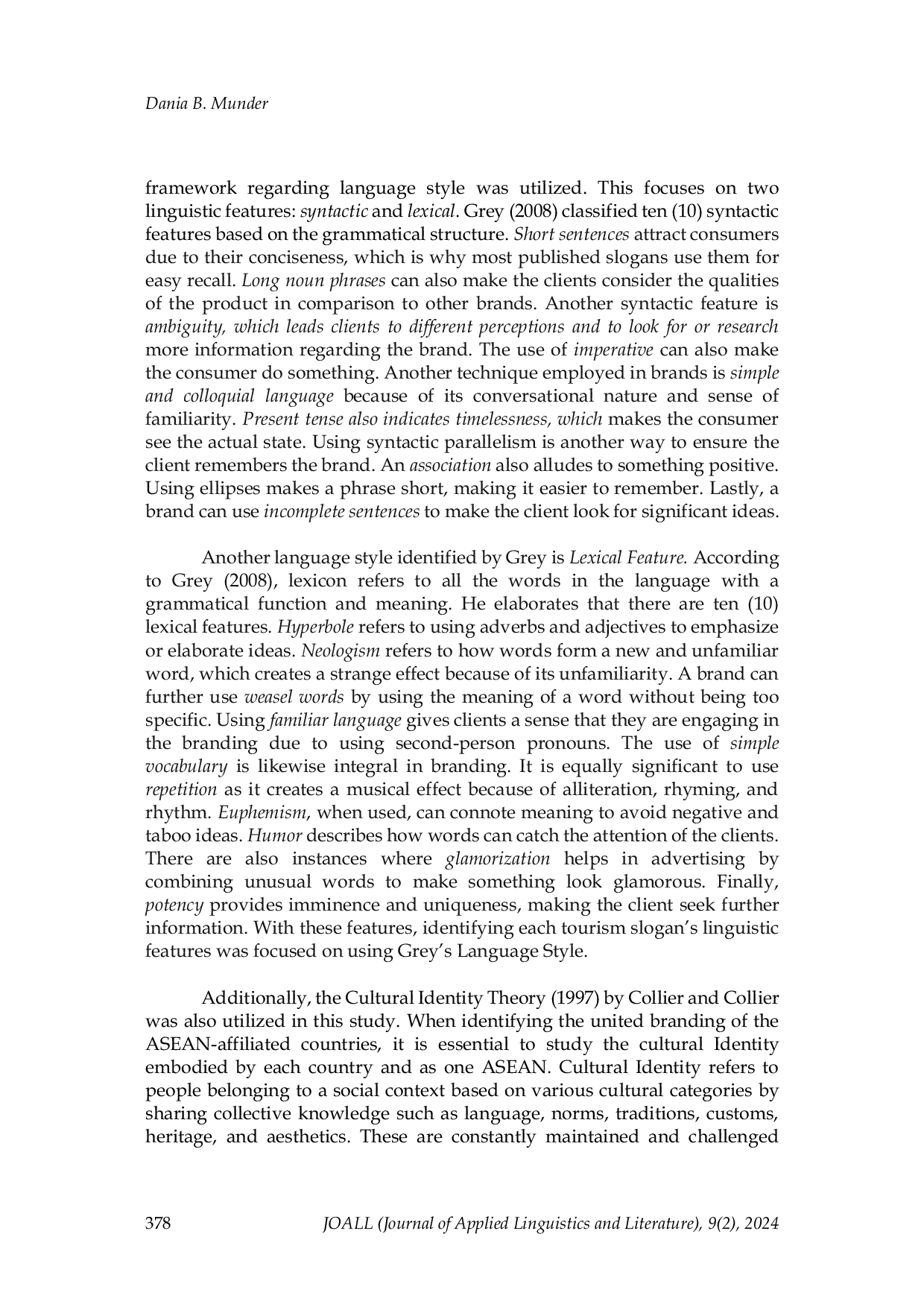 JURIS ASEAN branding Exploring the language styles of tourism slogans