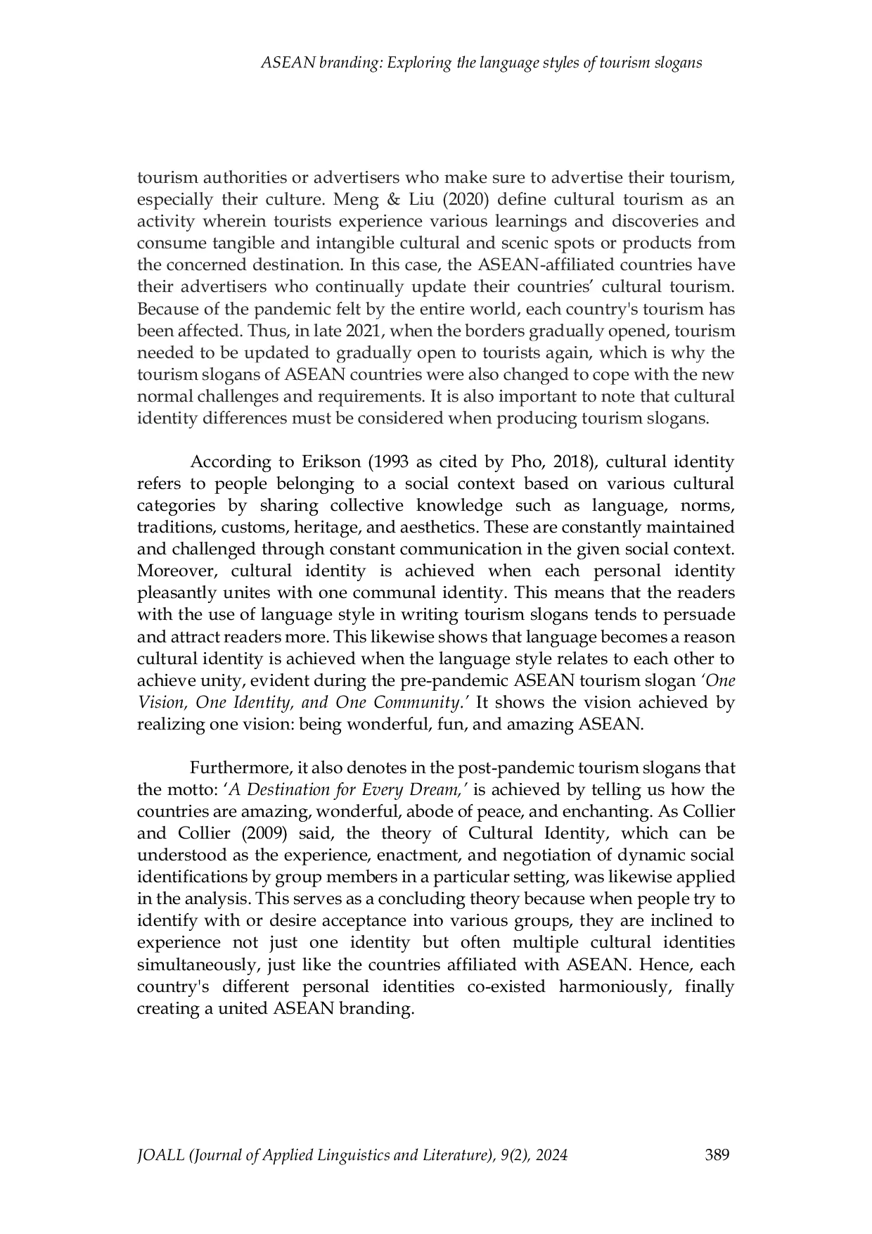 JURIS ASEAN branding Exploring the language styles of tourism slogans