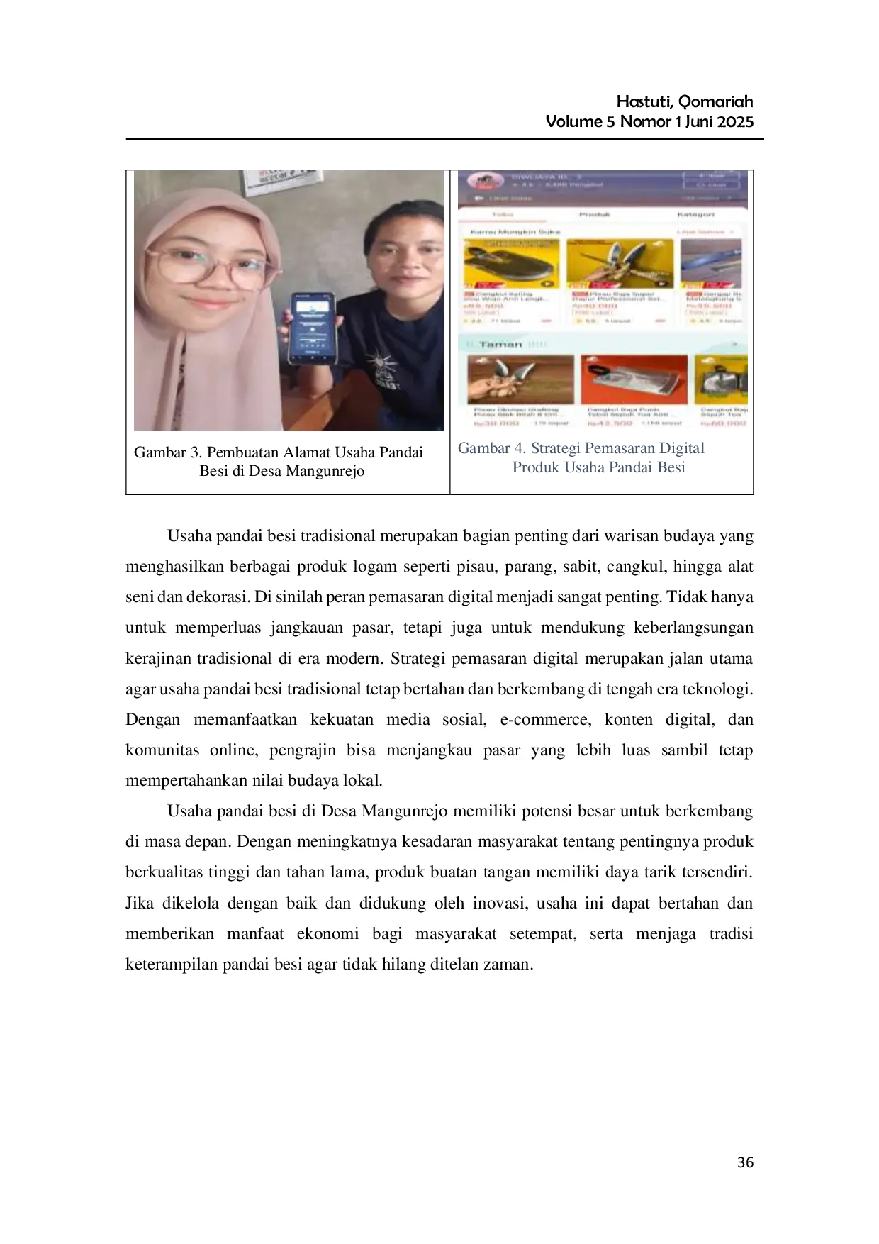 JURIS Pengembangan Usaha Pandai Besi Tradisional Melalui Strategi Pemasaran Digital Di Desa Mangunrejo