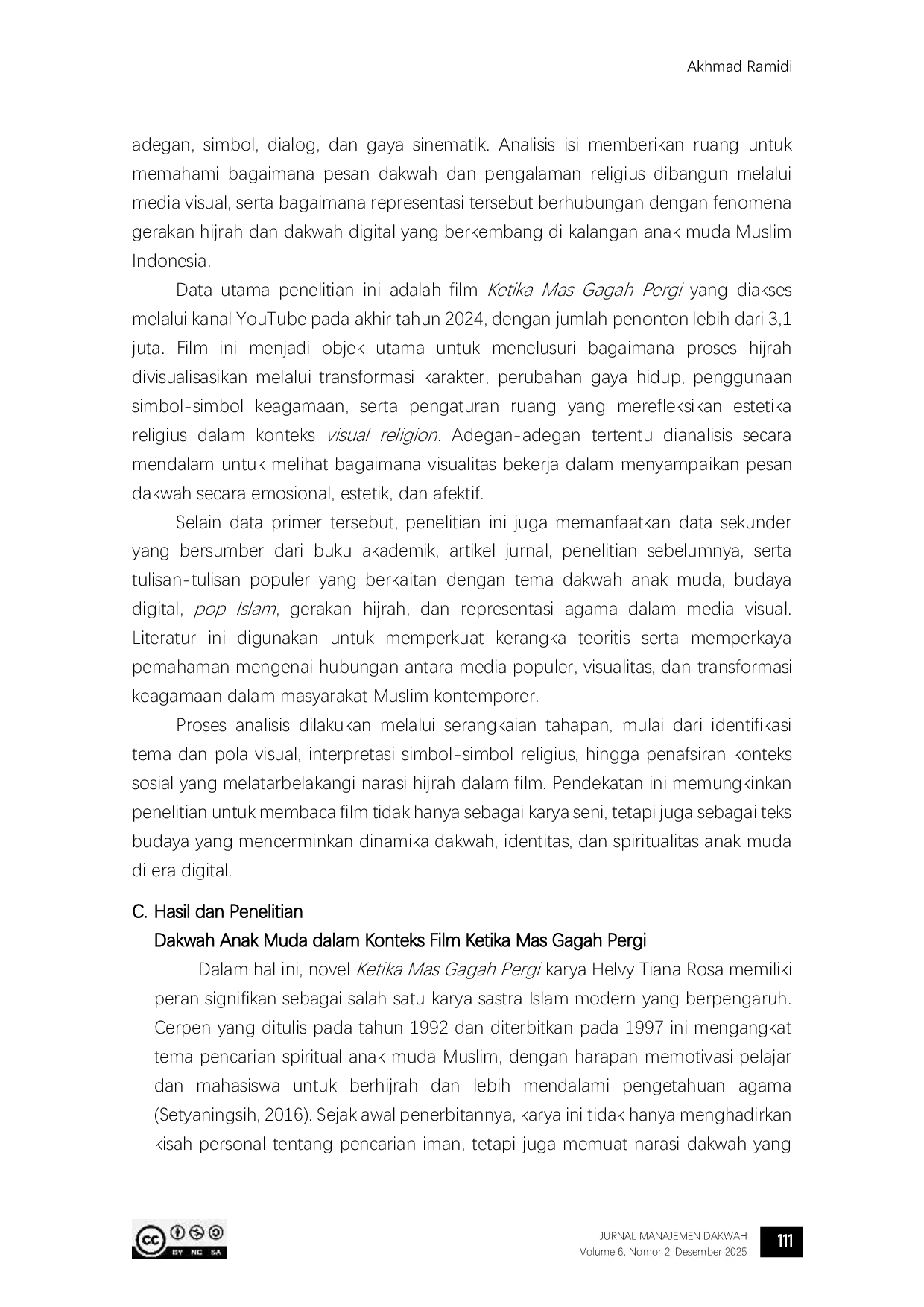 JURIS Visual Religion Dan Gerakan Hijrah Analisis Dakwah Film Ketika Mas Gagah Pergi Di Era Digital
