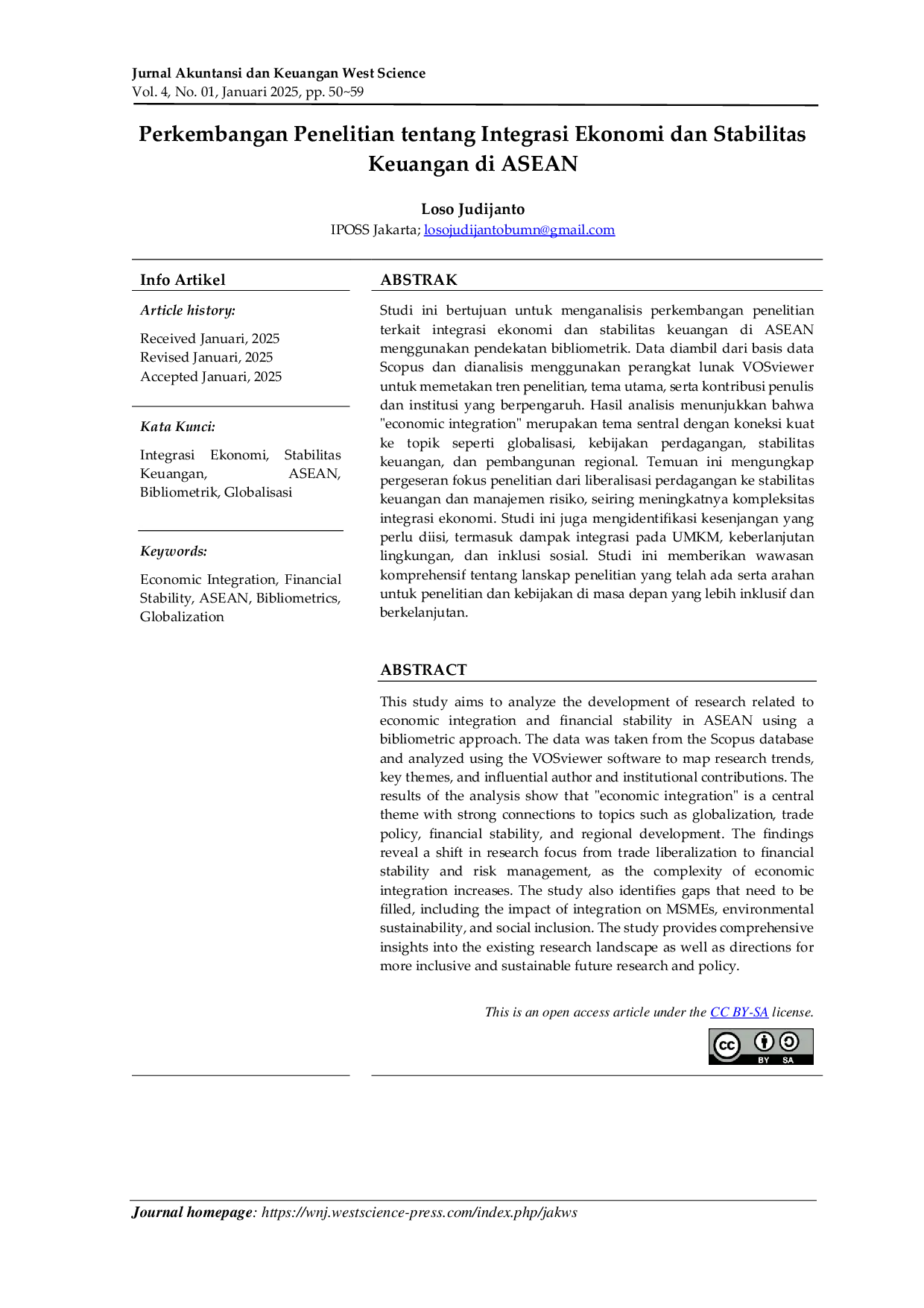 JURIS Perkembangan Penelitian tentang Integrasi Ekonomi dan Stabilitas Keuangan di ASEAN