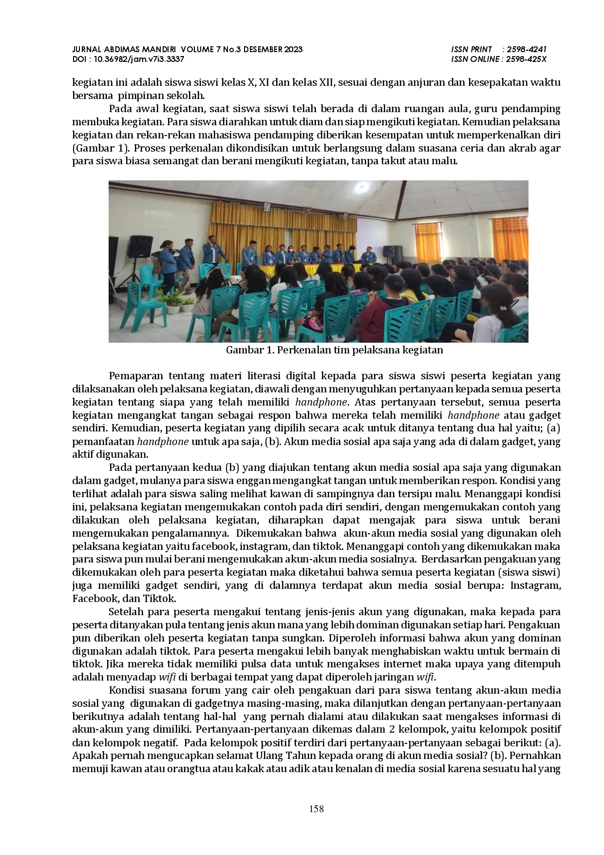 juris Pembelajaran Literasi Media Kepada Siswa Siswi SMA Negeri 1 Bajawa Kabupaten Ngada