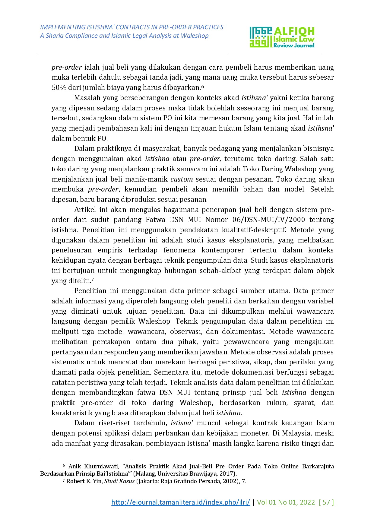 juris Implementing Istishna Contracts in Pre Order Practices A Sharia Compliance and Islamic Legal Analysis at Waleshop