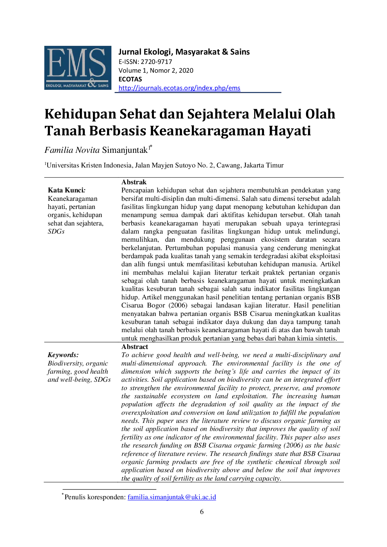 JURIS Kehidupan Sehat dan Sejahtera Melalui Olah Tanah Berbasis Keanekaragaman Hayati