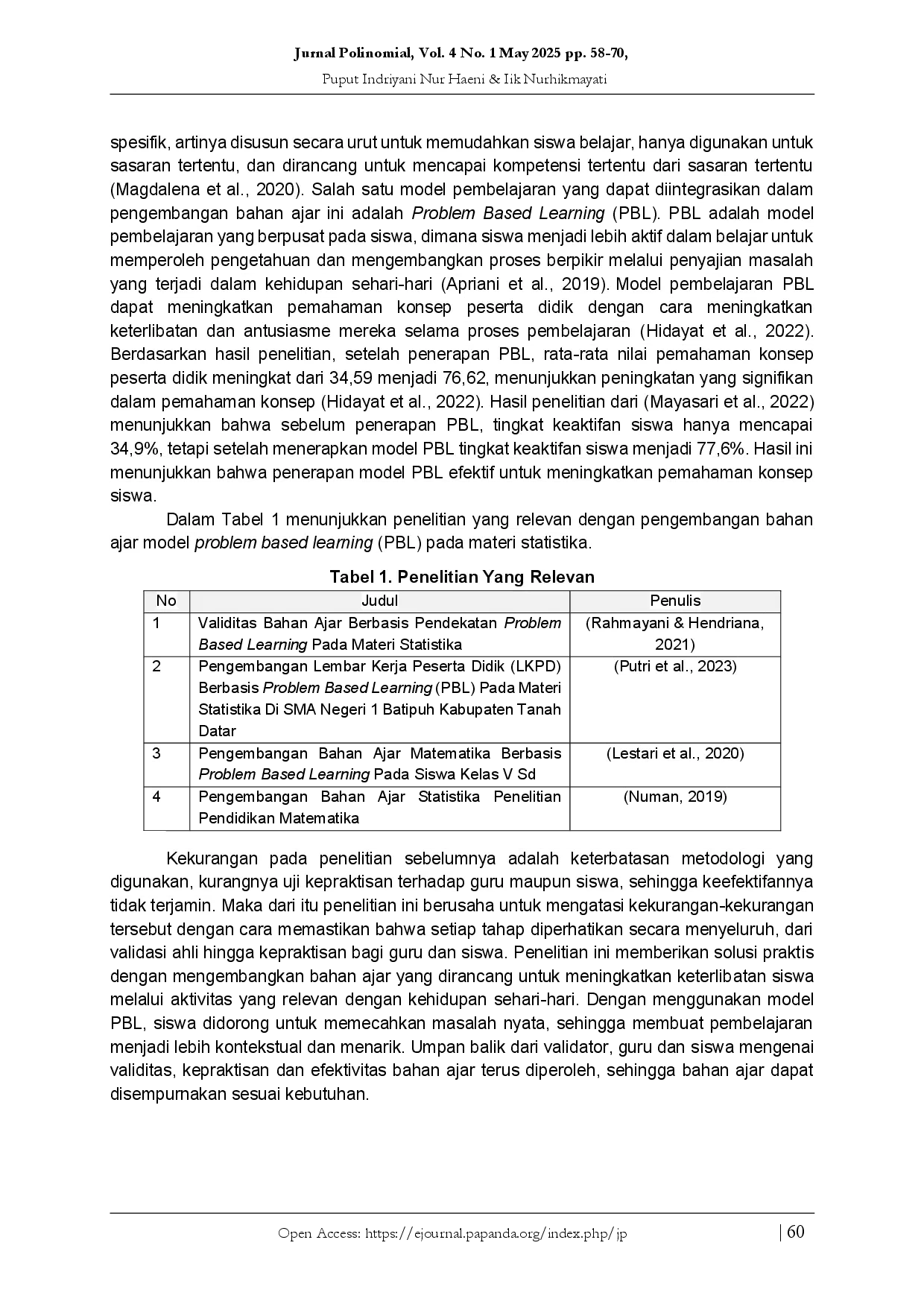 juris Bahan Ajar Matematika Berbasis Problem Based Learning Sebagai Pendukung Pembelajaran Statistika