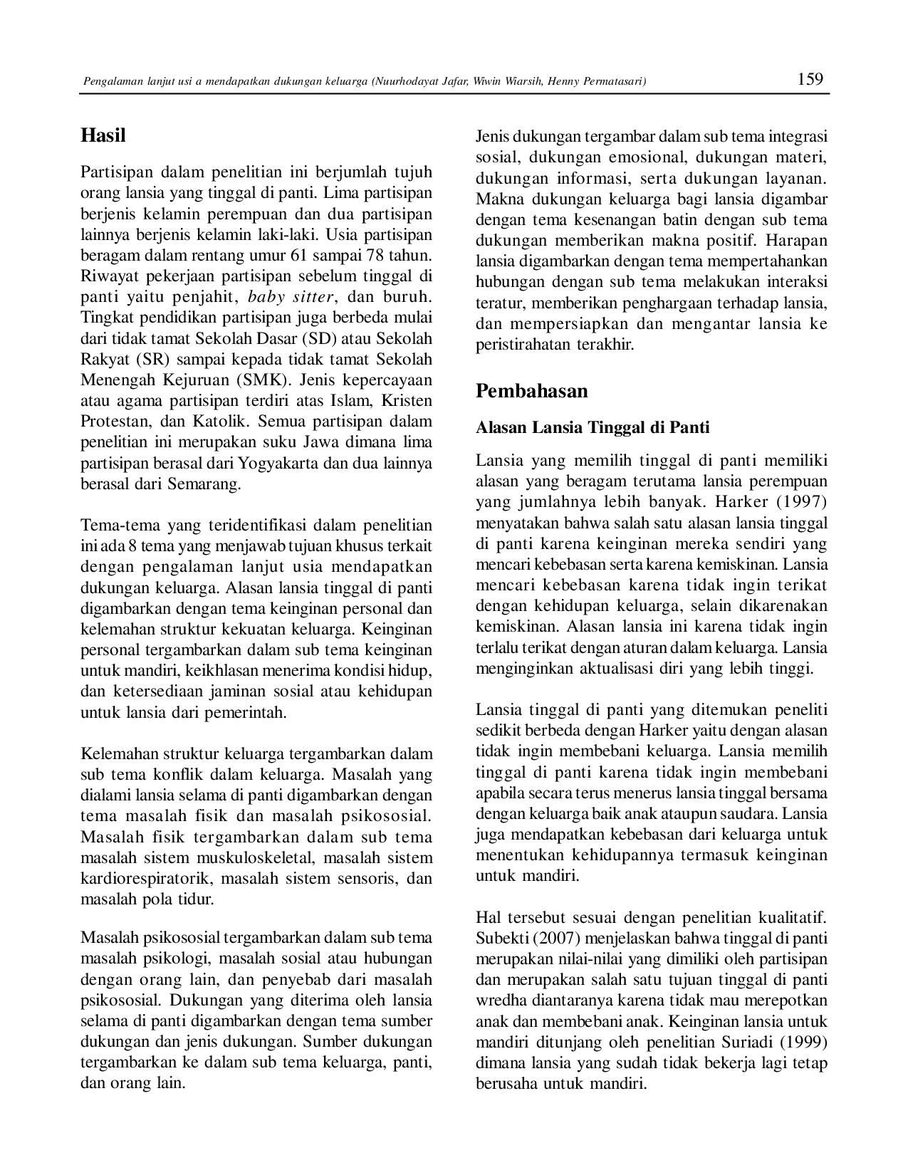 juris Pengalaman Lanjut Usia Mendapatkan Dukungan Keluarga