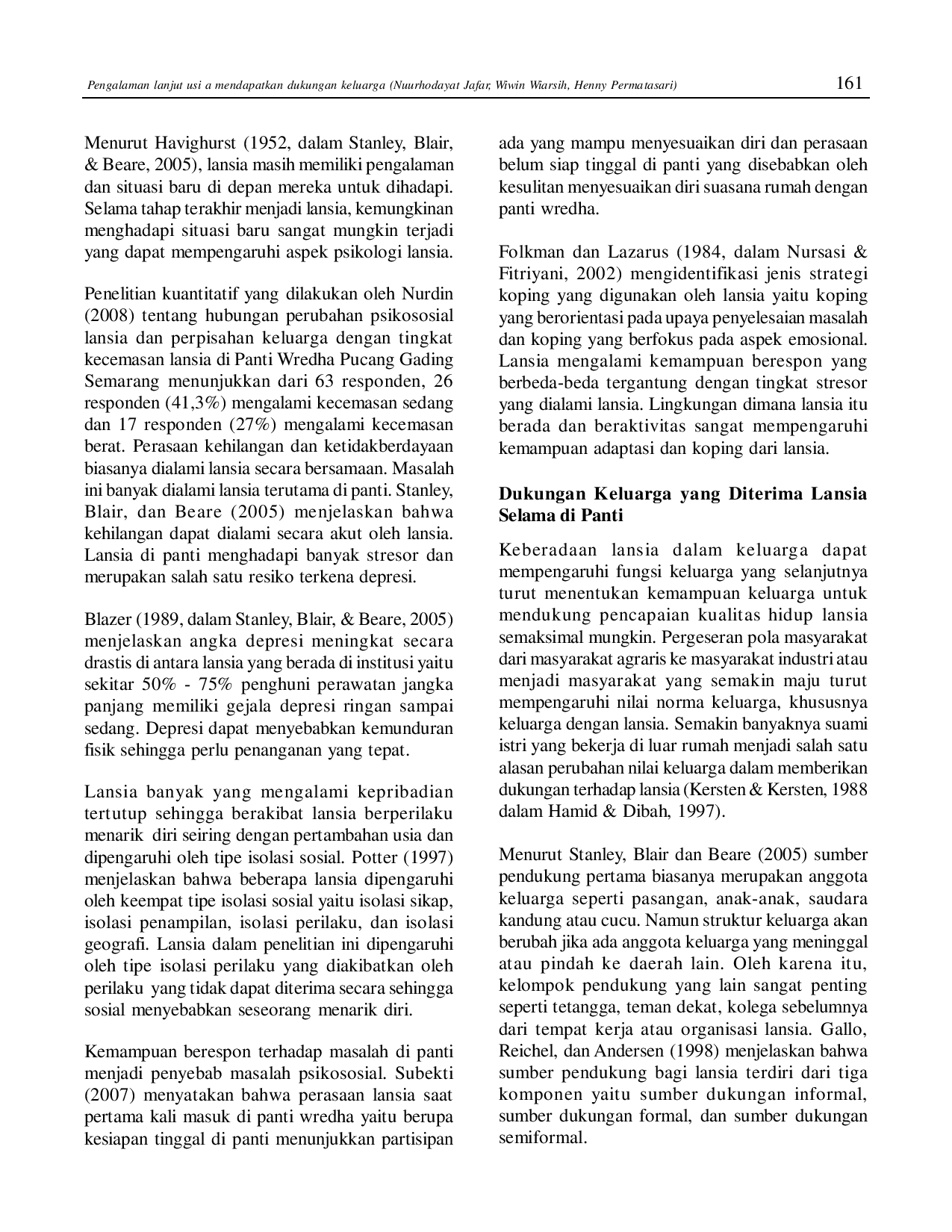 juris Pengalaman Lanjut Usia Mendapatkan Dukungan Keluarga