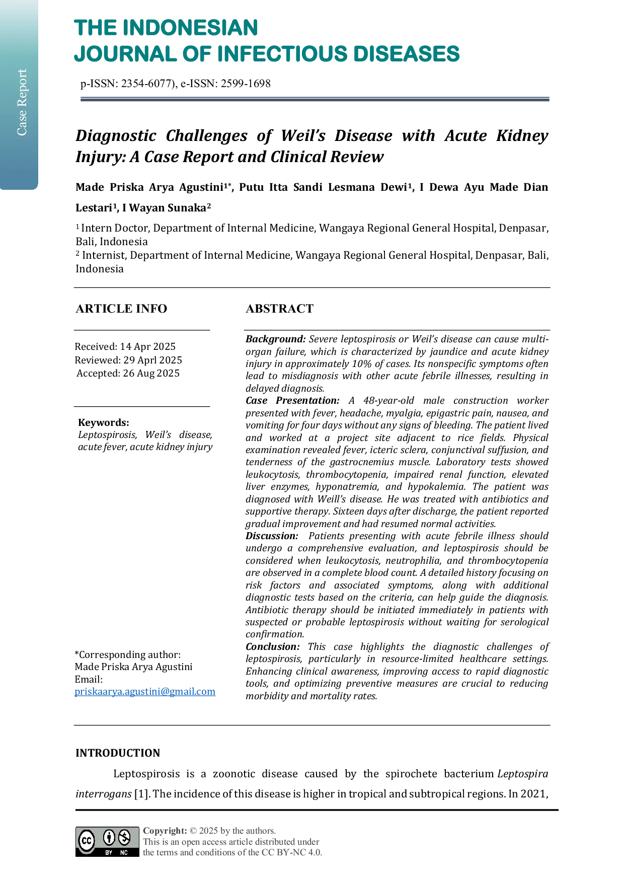 JURIS Diagnostic Challenges Of Weil S Disease With Acute Kidney Injury A Case Report And Clinical Review