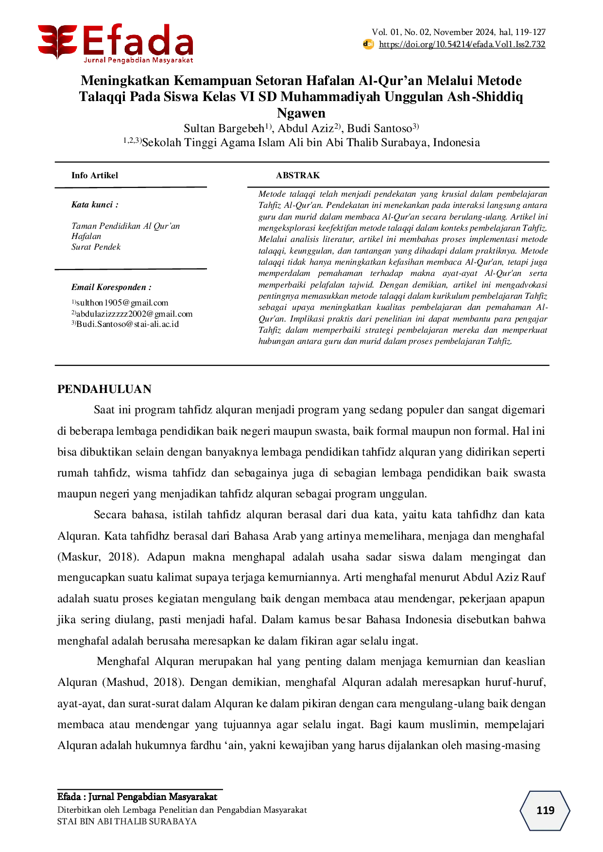 JURIS Meningkatkan Kemampuan Setoran Hafalan Al Qur an Melalui Metode Talaqqi Pada Siswa Kelas VI SD Muhammadiyah Unggulan Ash Shiddiq Ngawen