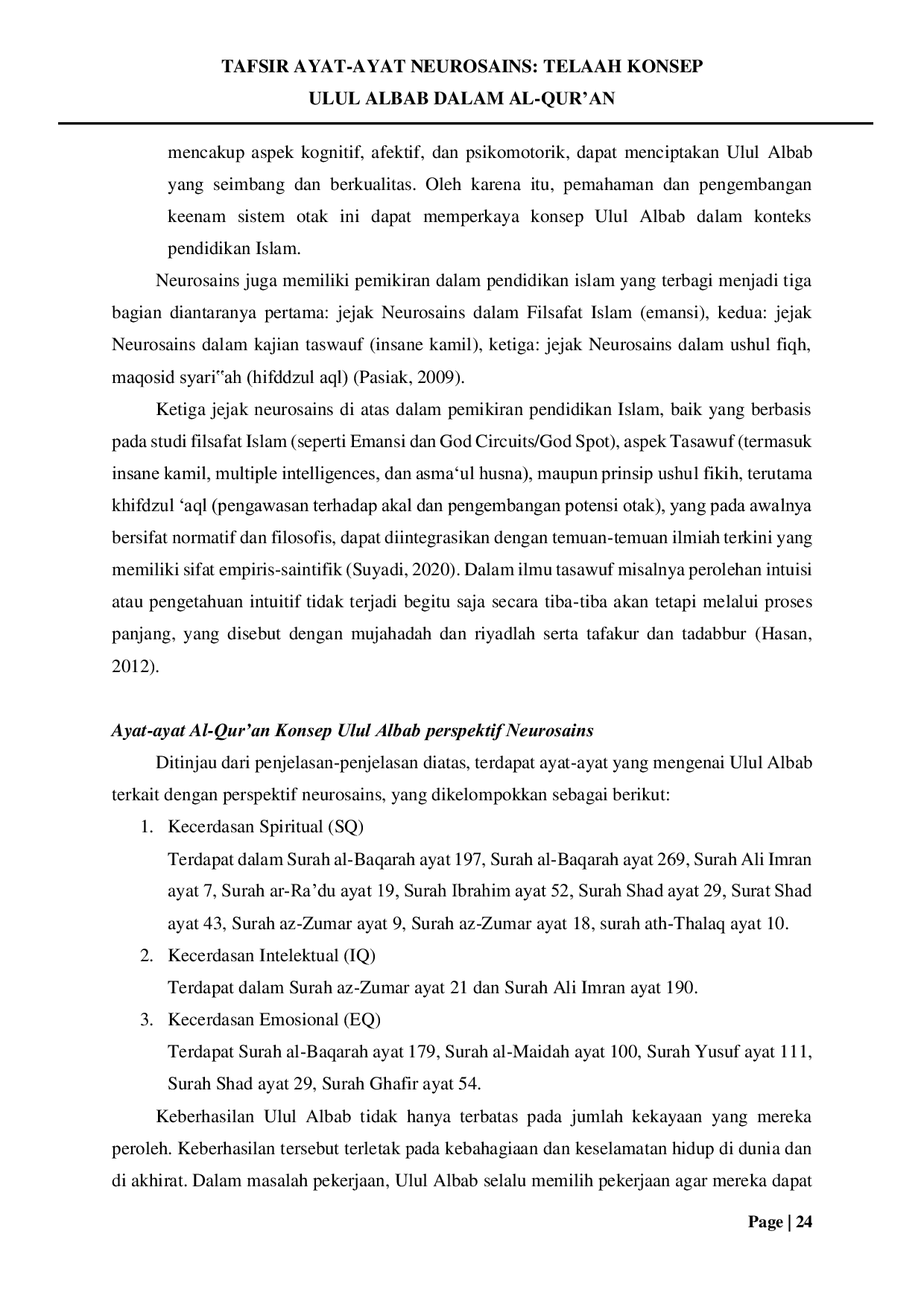 JURIS Tafsir Ayat Ayat Neurosains Telaah Konsep Ulul Albab Dalam Al Qur an
