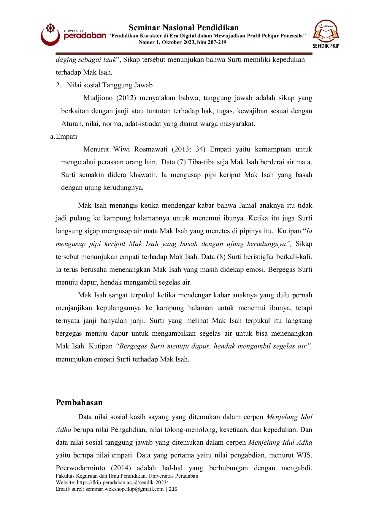 JURIS Analisis Nilai Sosial Dalam Cerpen Menjelang Idul Adha Karya Teni Ganjar Badruzzaman