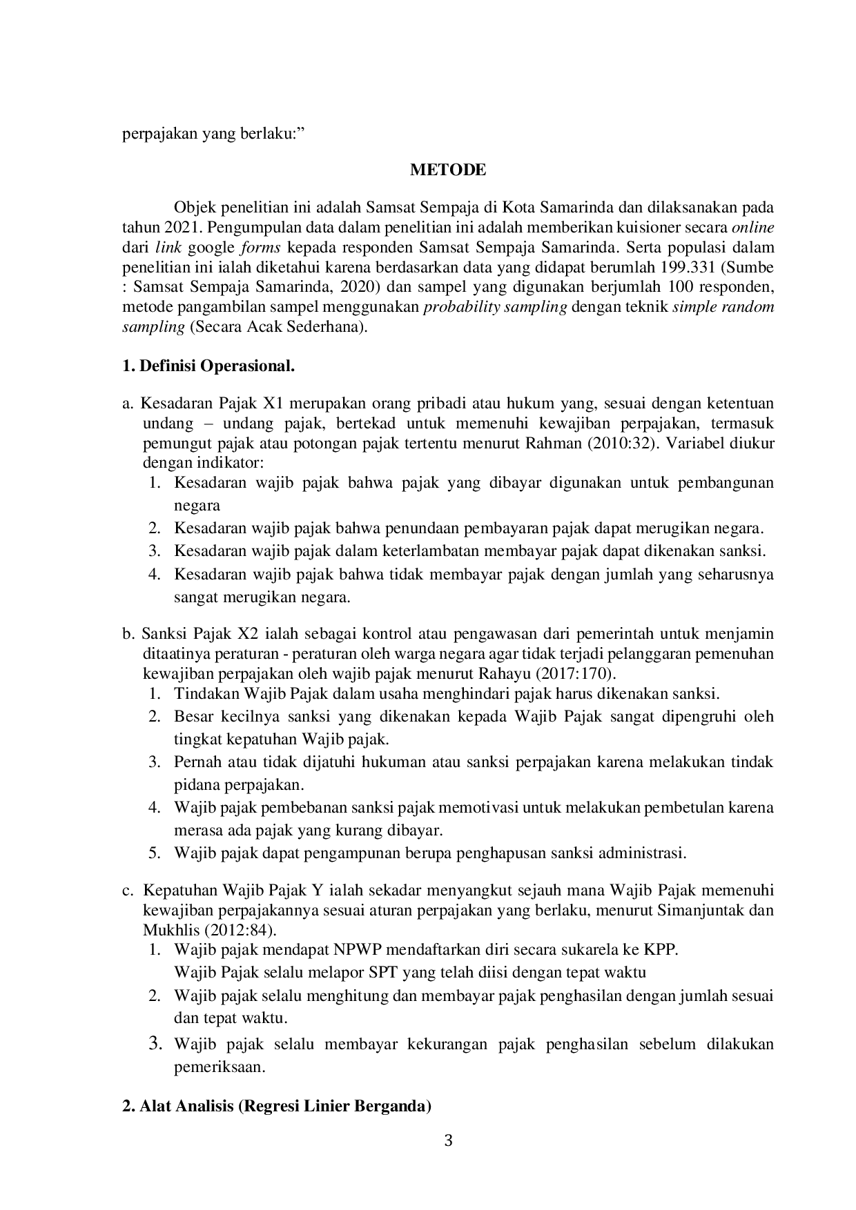 JURIS Pengaruh Kesadaran Pajak Dan Sanksi Pajak Terhadap Kepatuhan Wajib Pajak Kendaraan Bermotor Roda Dua Studi Kasus Pada Samsat Sempaja Samarinda