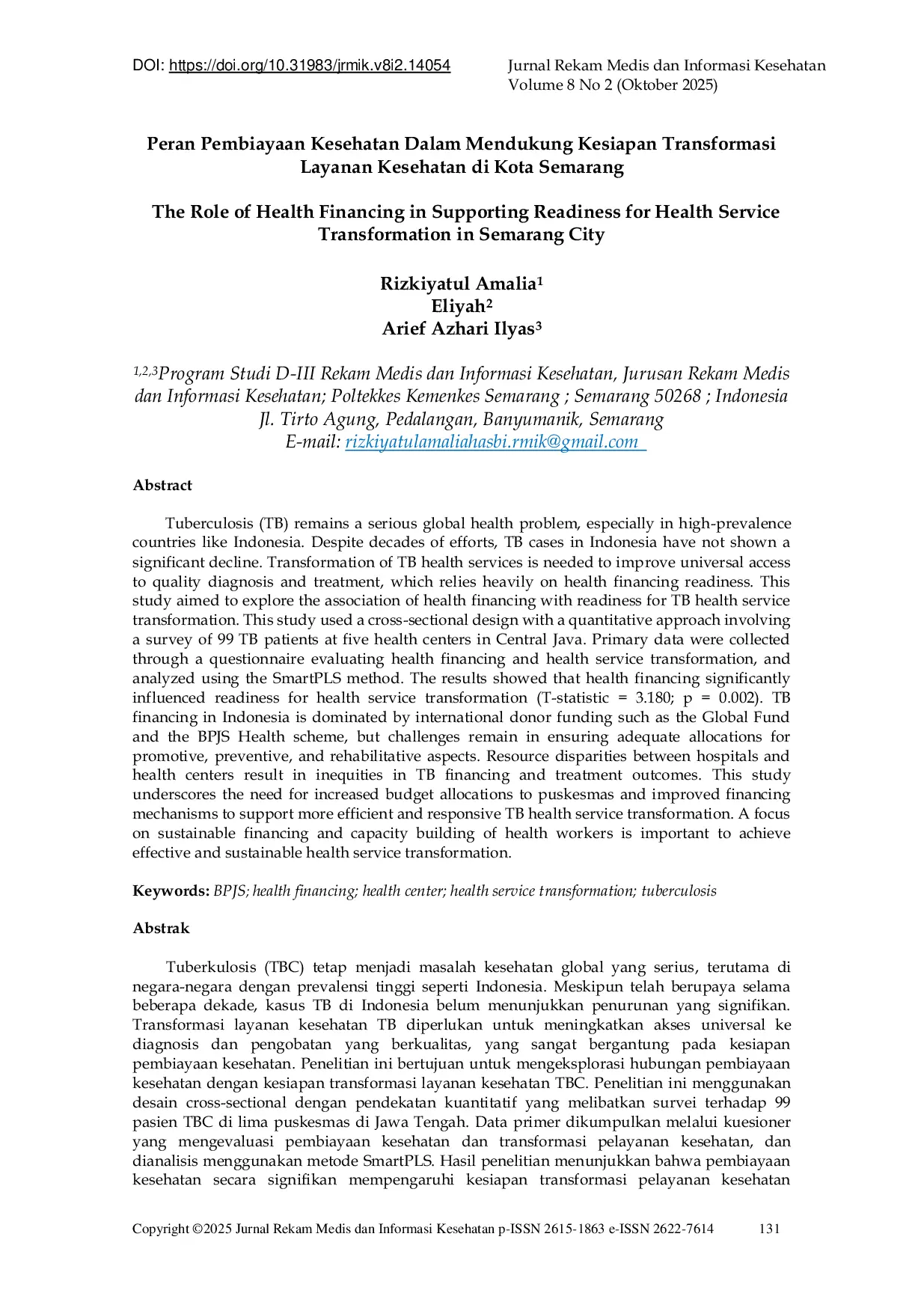 JURIS Peran Pembiayaan Kesehatan dalam Mendukung Kesiapan Transformasi Layanan Kesehatan