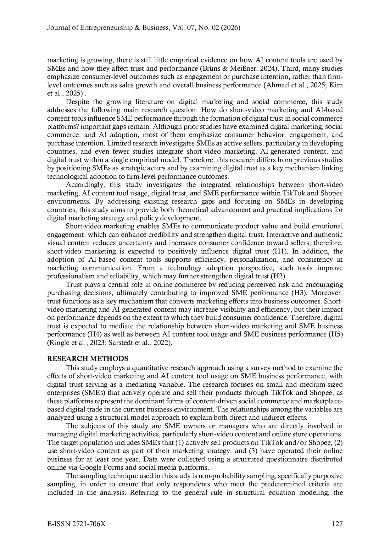 JURIS From Content to Trust How Short Video Marketing and AI Tools Drive SME Performance on TikTok and Shopee