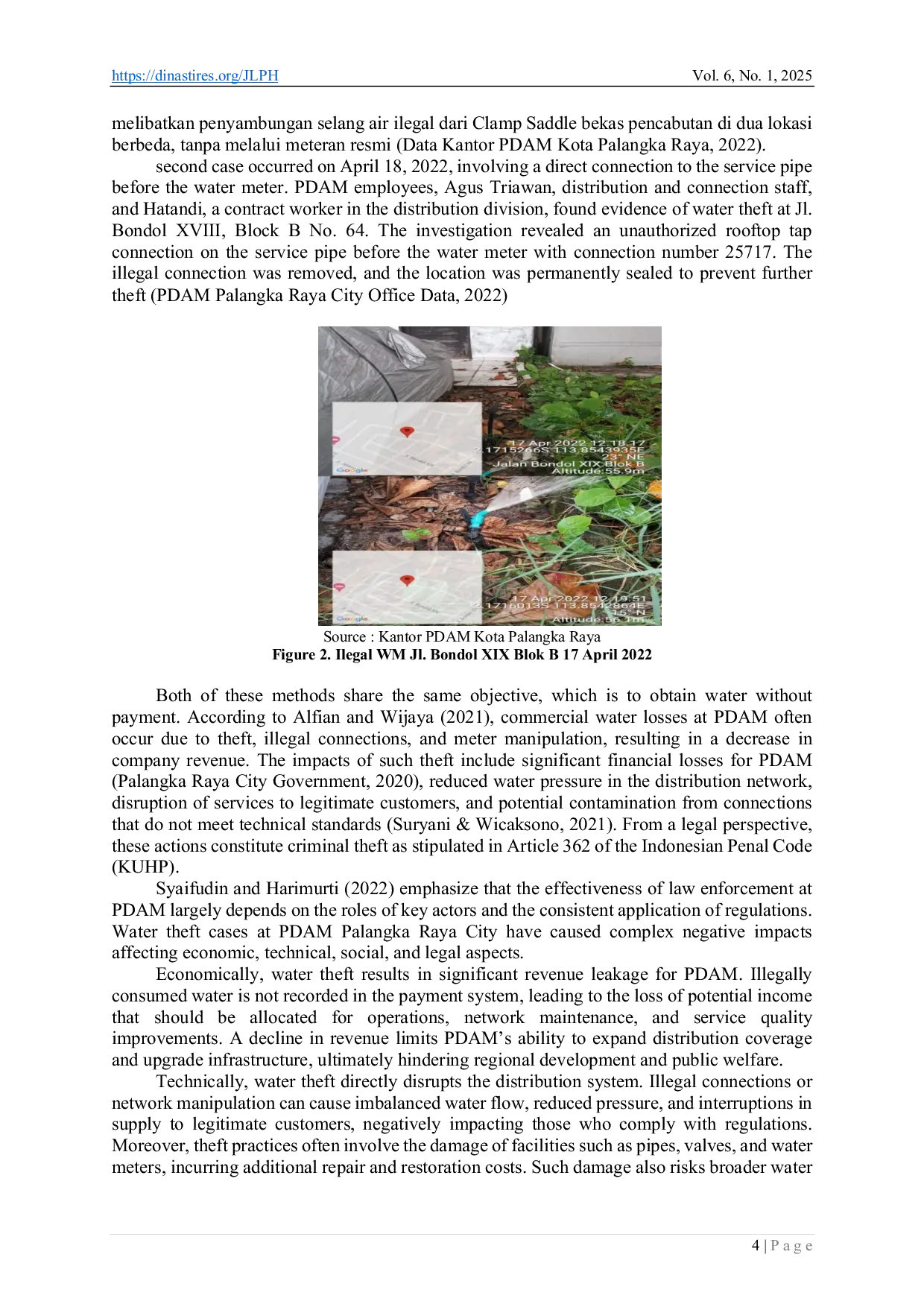 JURIS Law Enforcement on By Pass Water Theft at PDAM Palangka Raya