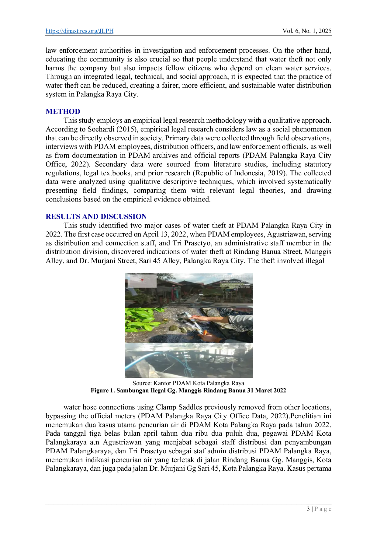 JURIS Law Enforcement on By Pass Water Theft at PDAM Palangka Raya