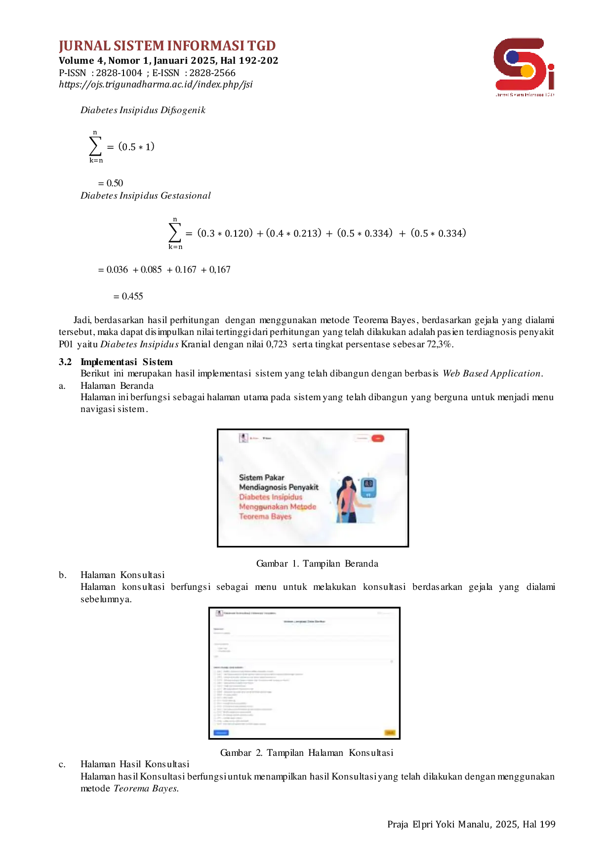 JURIS Sistem Pakar Mendiagnosis Penyakit Diabetes Insipidus Menggunakan Metode Teorema Bayes