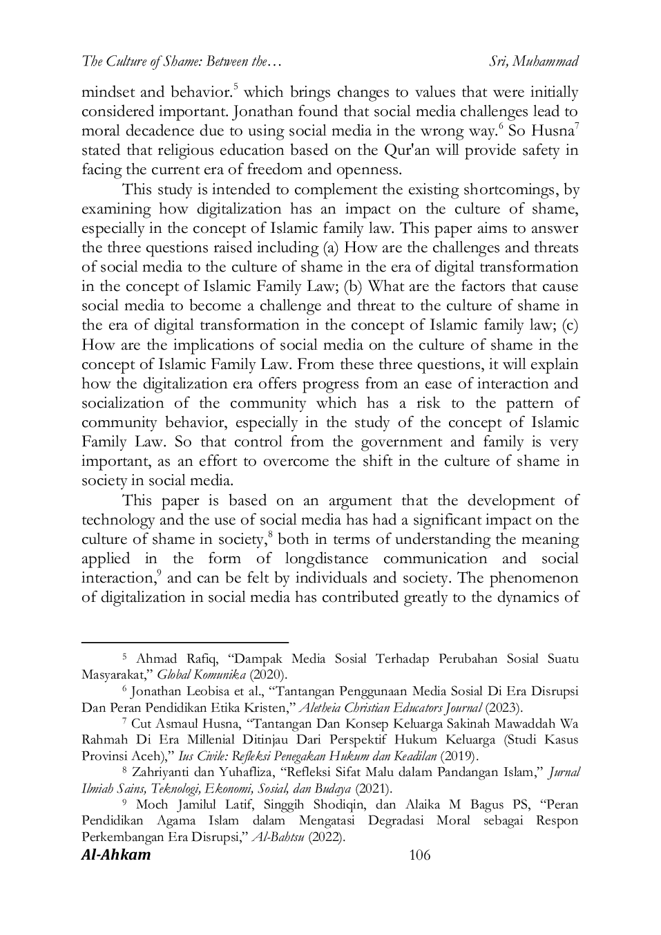 JURIS The Culture Of Shame Between The Challenges And Threats Of Social Media In The Era Of Digital Transformation The Concept Of Islamic Family Law