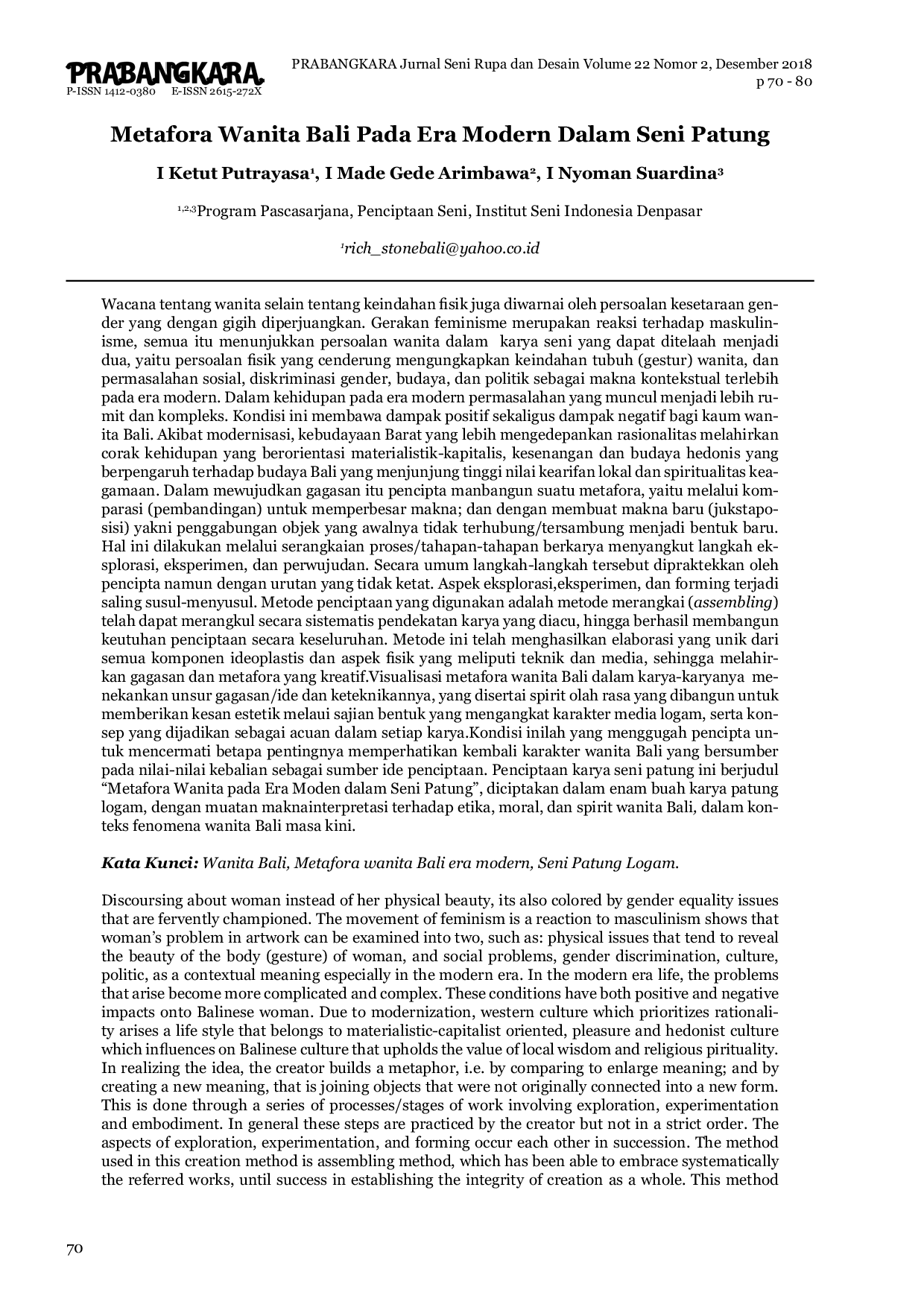 JURIS Metafora Wanita Bali Pada Era Modern Dalam Seni Patung