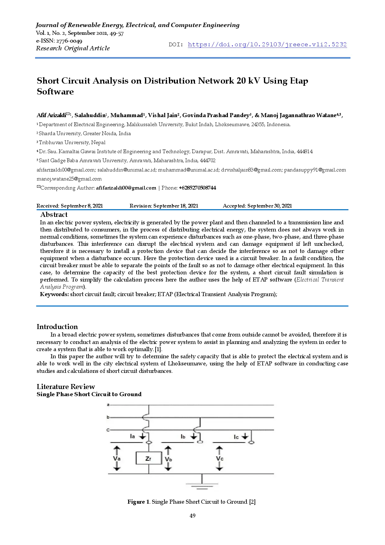 juris Short Circuit Analysis on Distribution Network 20 kV Using Etap Software