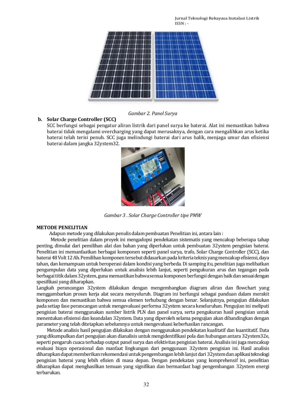 JURIS Rancang Bangun Sistem Pengisian Baterai 48 Volt 12 Ah dengan Sumber Kombinasi Panel Surya dan Listrik PLN