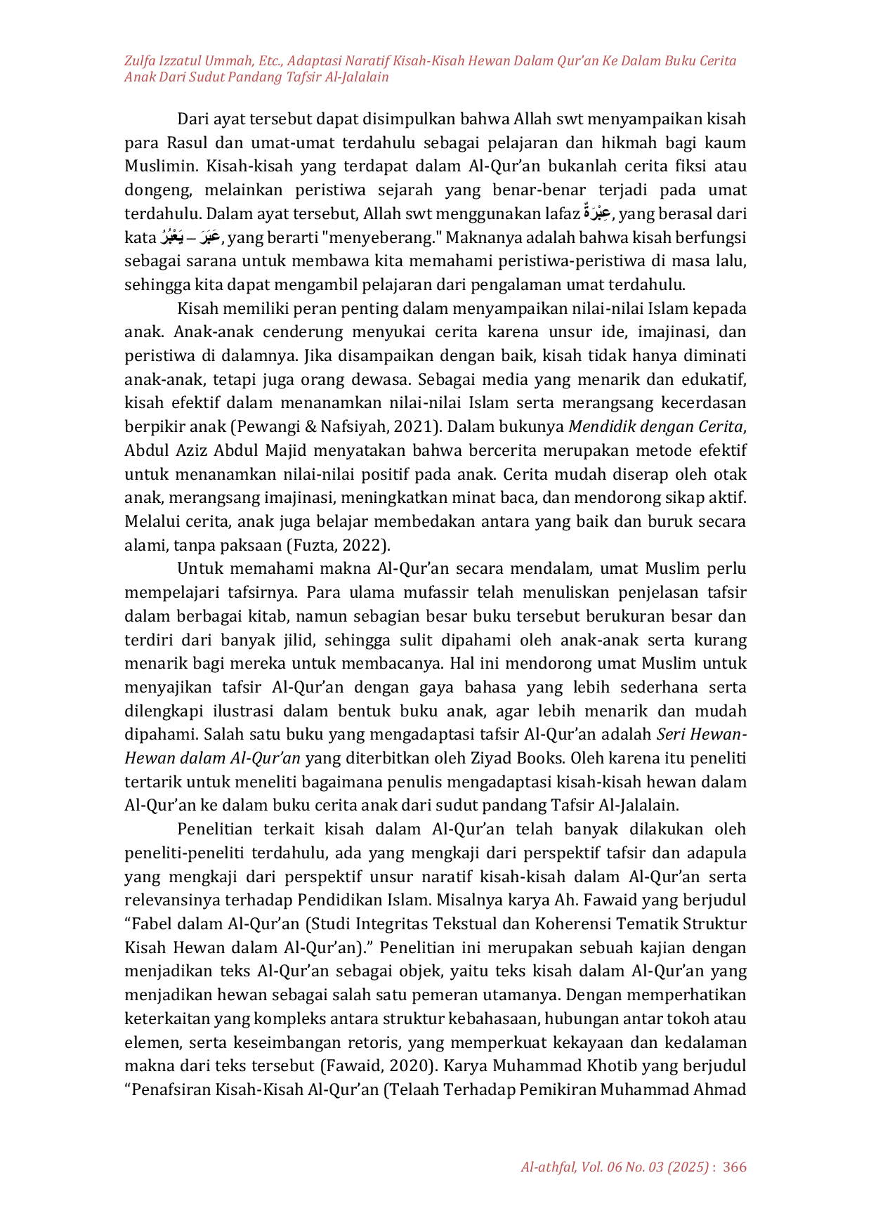 JURIS Adaptasi Naratif Kisah Kisah Hewan dalam Al Qur an ke dalam Buku Cerita Anak dari Sudut Pandang Tafsir Al Jalalain