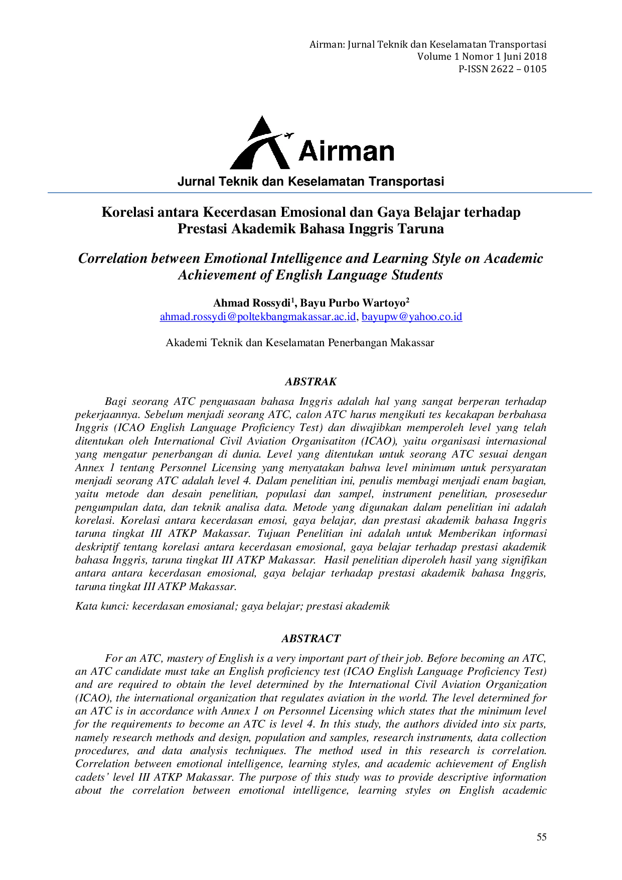 JURIS Correlation between Emotional Intelligence and Learning Style on Academic Achievement of English Language Students