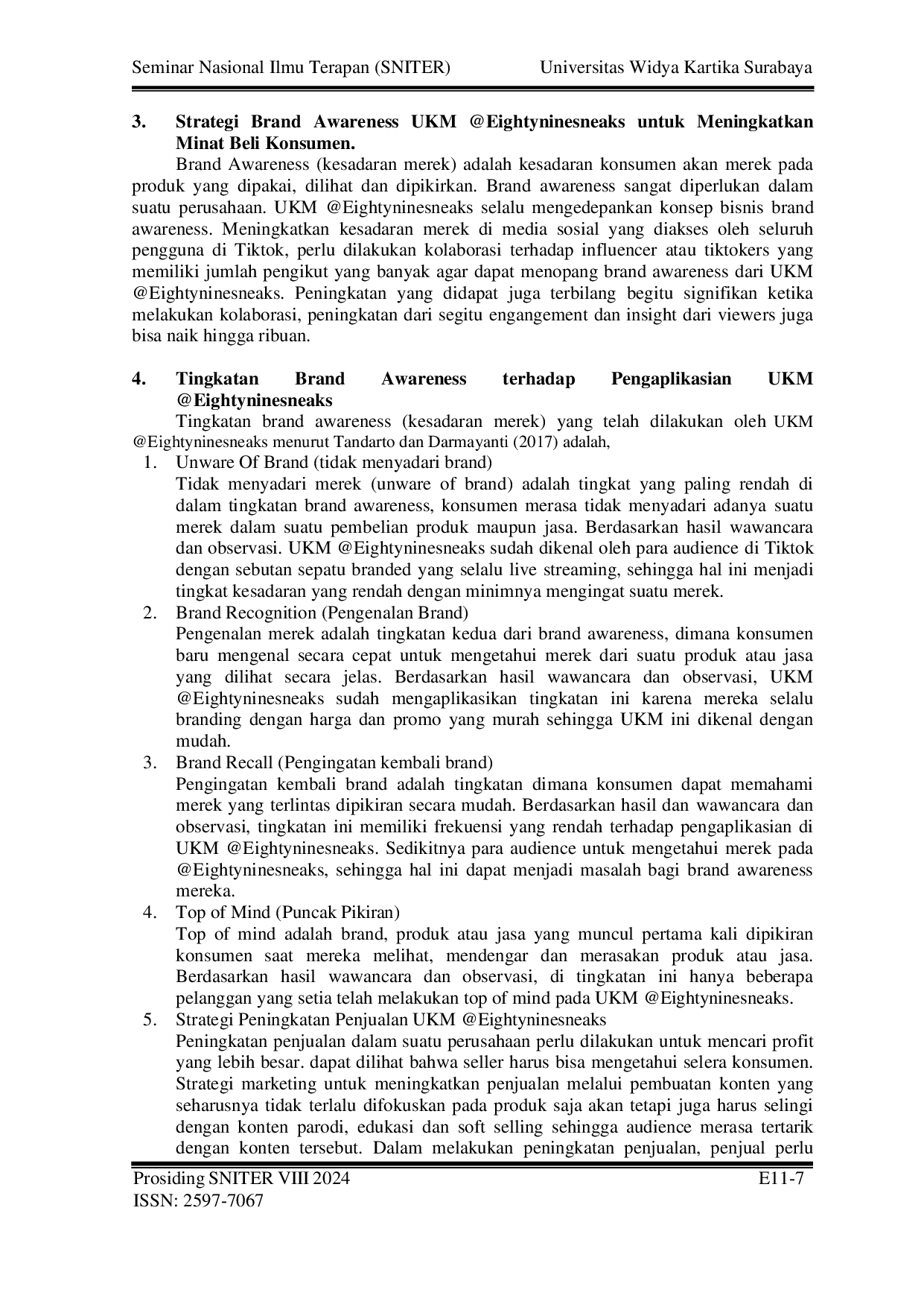 JURIS Strategi Promosi Meningkatkan Sales Dan Brand Awareness Ukm X Terhadap Minat Beli Konsumen Pada Media Sosial Tiktok Shop