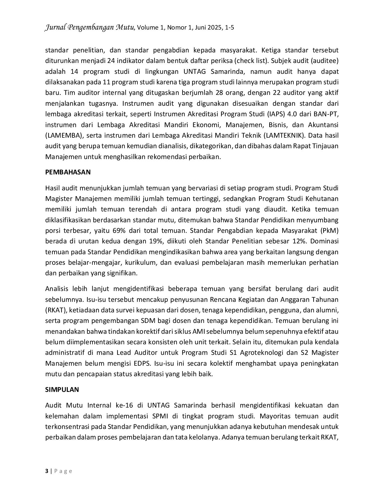 JURIS Analisis Hasil Rapat Tinjauan Manajemen Rtm Audit Mutu Internal Di Universitas 17 Agustus 1945 Samarinda