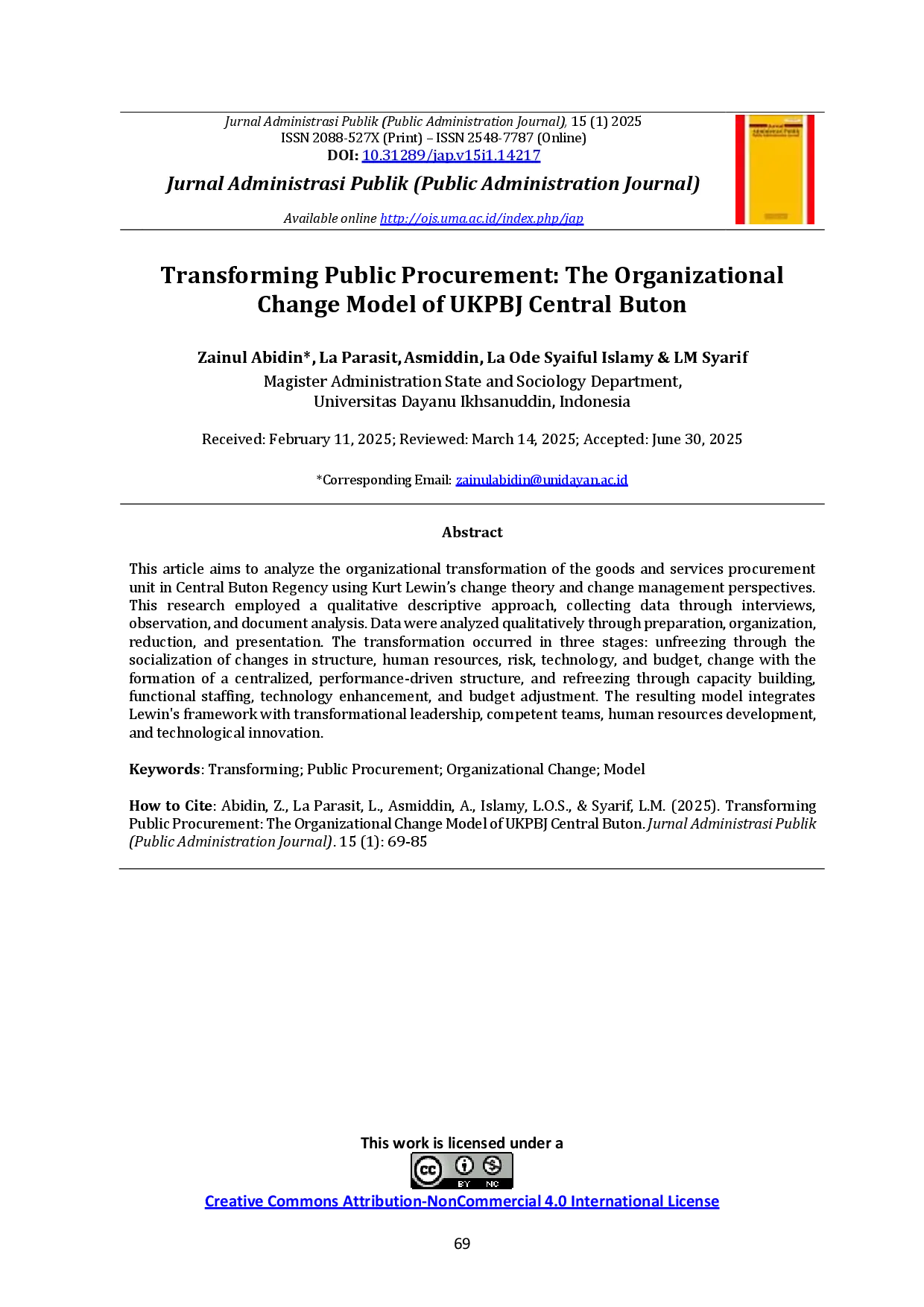 juris Transforming Public Procurement The Organizational Change Model of UKPBJ Central Buton