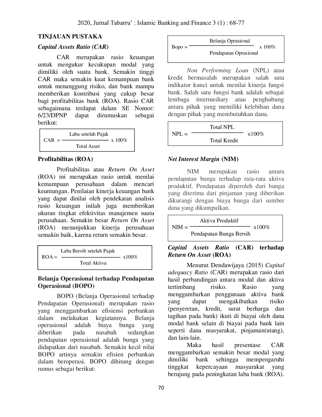 JURIS PENGARUH FAKTOR CAMEL TERHADAP PROFITABILITAS ROA PADA BANK UMUM SYARIAH PERIODE 2014 2018