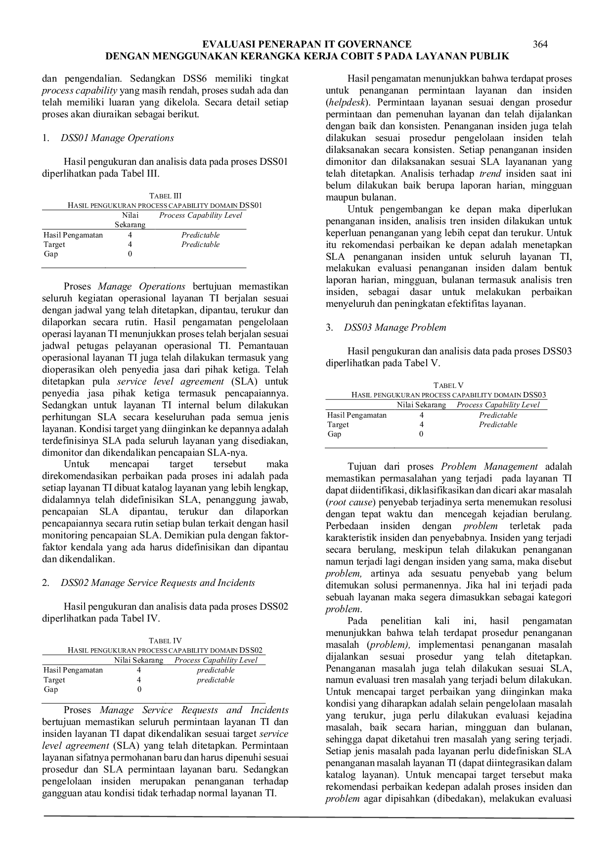 JURIS Evaluasi Penerapan IT Governance Dengan Menggunakan Kerangka Kerja Cobit 5 Pada Layanan Publik