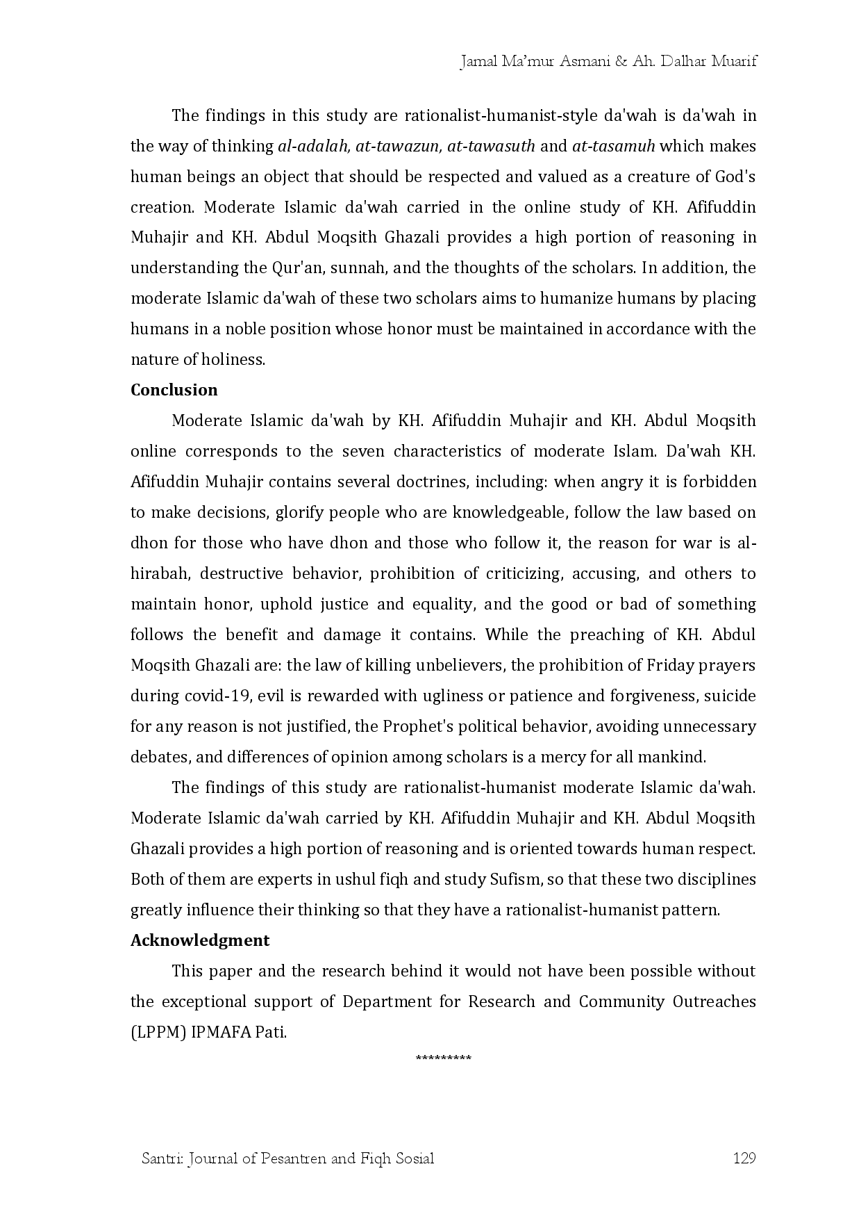 juris Moderate Islamic Da wah in the New Normal Era KH Afifuddin Muhajir And KH Abdul Moqsith Ghazali Online Reading Study