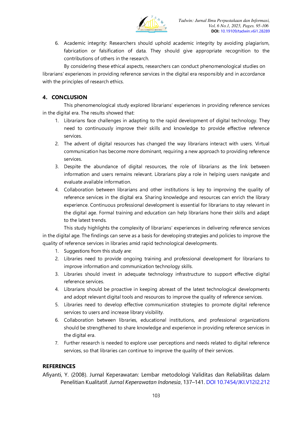 JURIS A Phenomological Study of Librarians Experiences in Providing Reference Services in the Digital Age